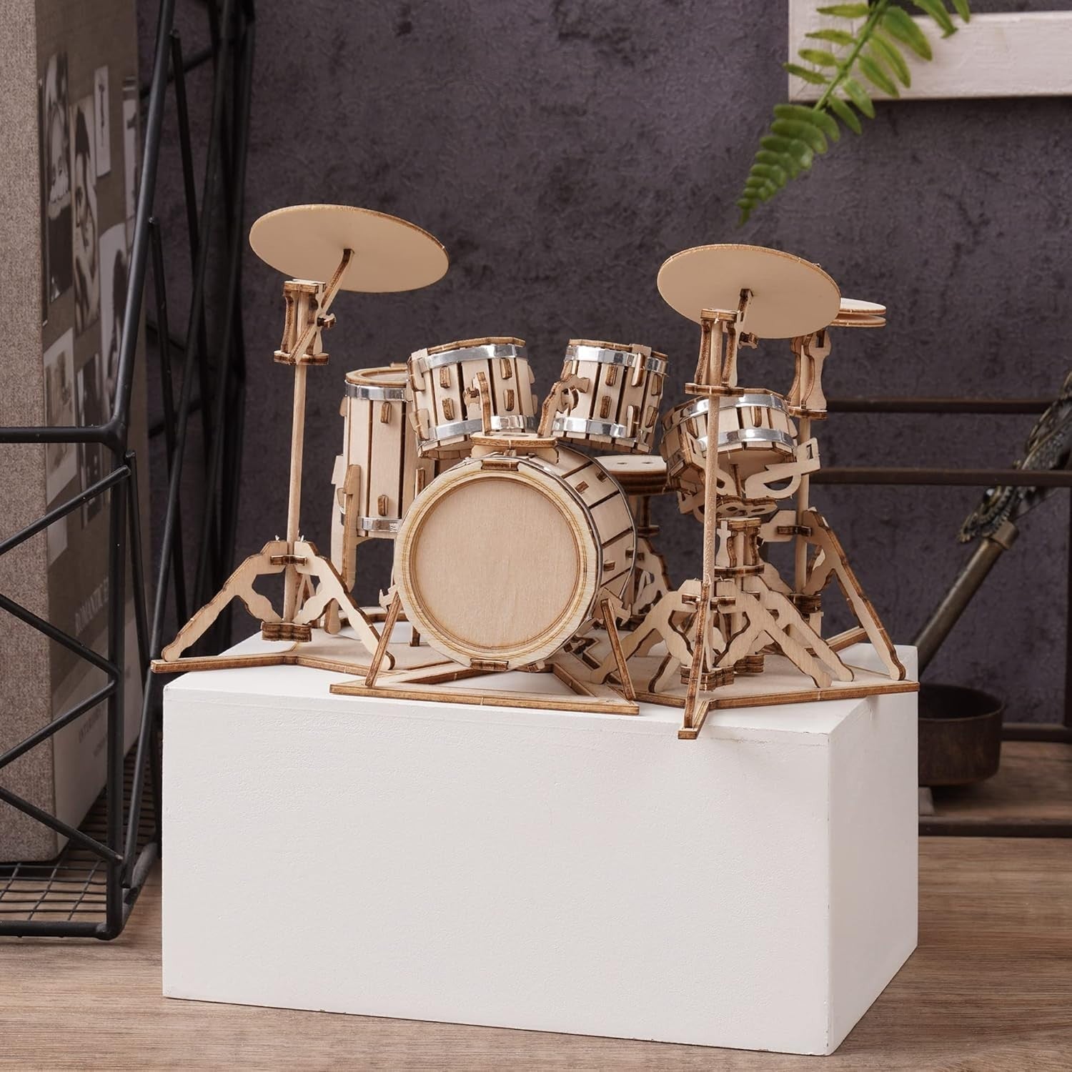 3D Wooden Drum Kit Puzzle – Mini Musical DIY Model for Adults & Kids Gift