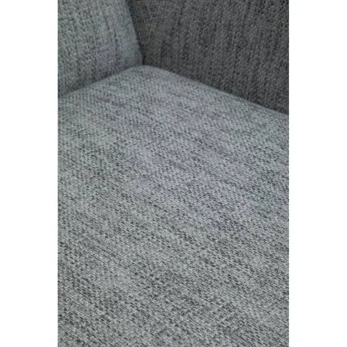 Grey Fabric Lounge Chair with Footstool Modern Metal Frame Armchair