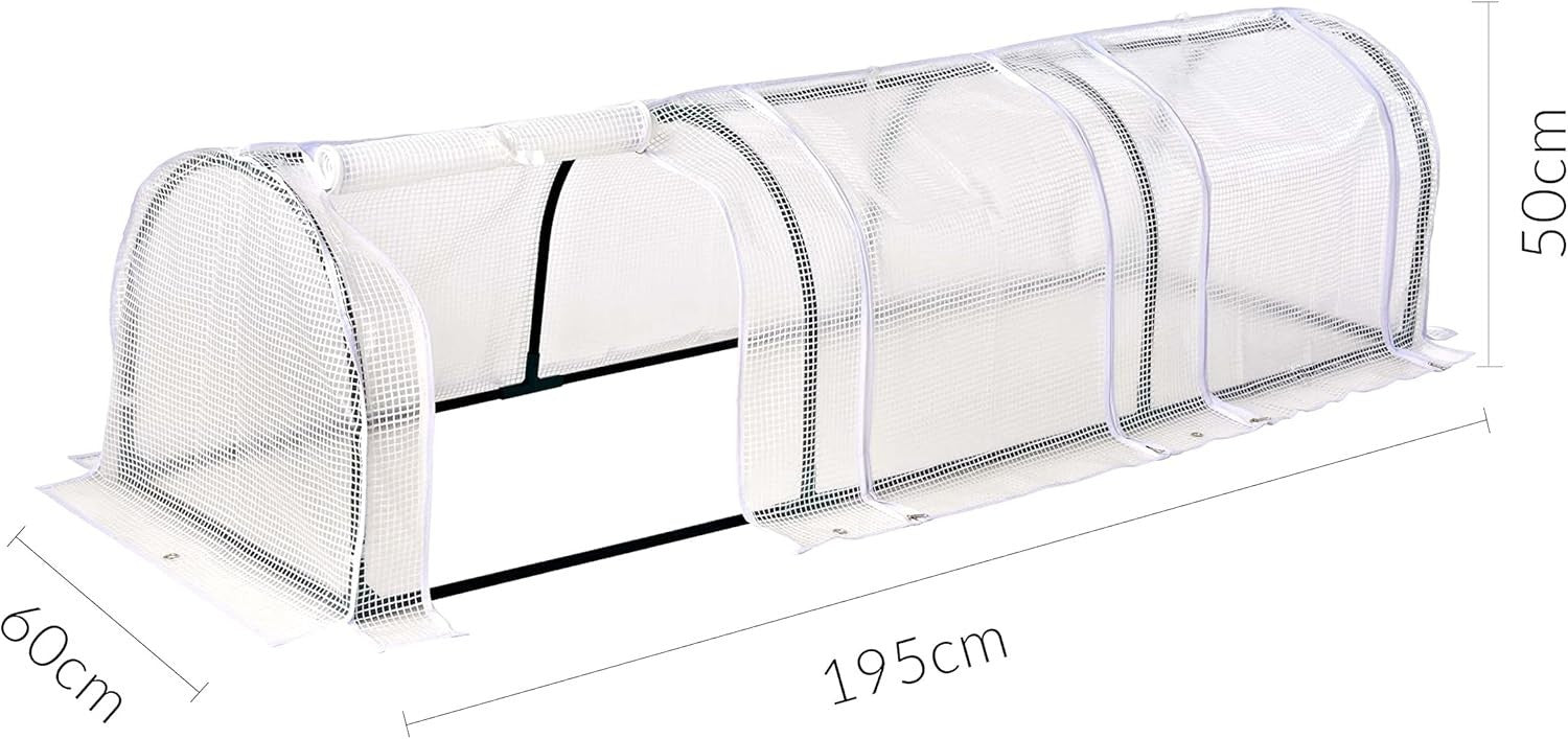 Polytunnel Greenhouse 3 Section with PE Mesh Cover & Steel Frame for Garden
