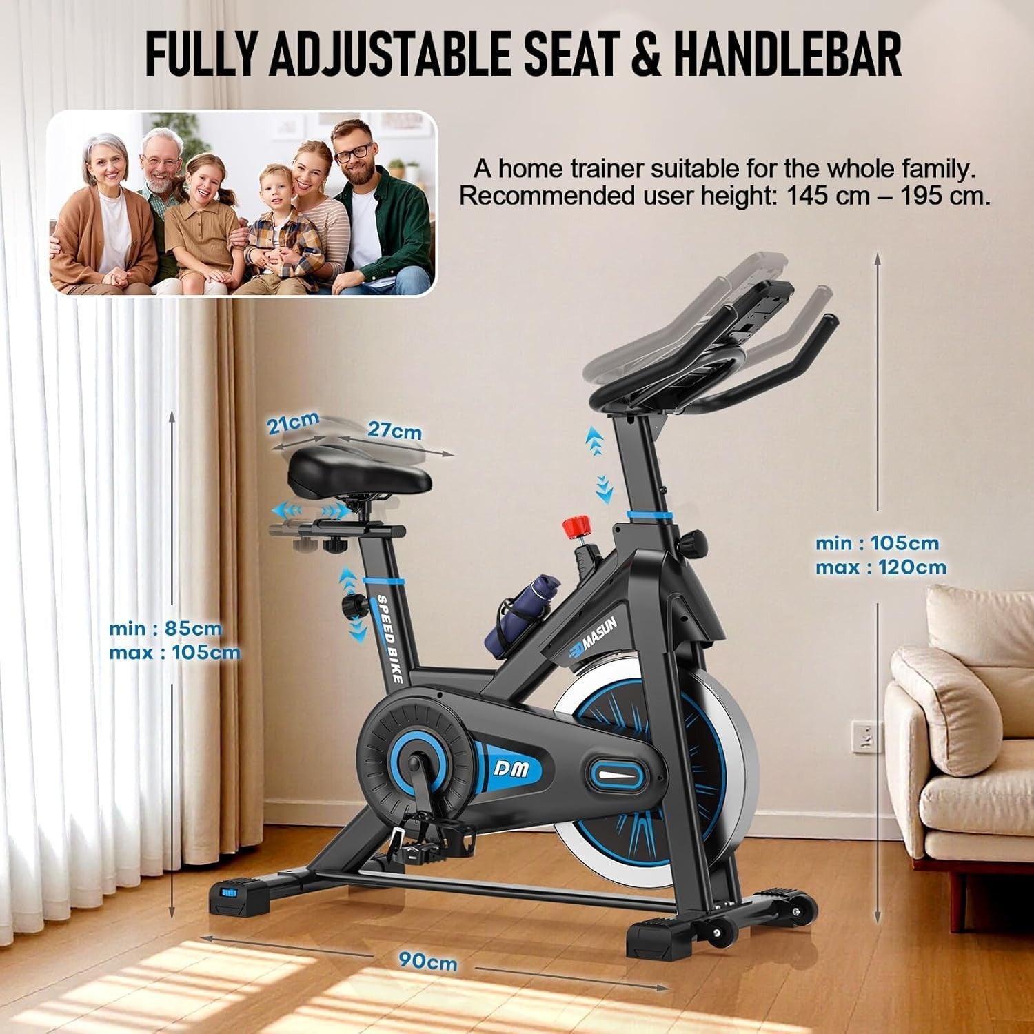 2026 Smart Magnetic Exercise Bike w/ APP, LCD Display, Shock-Absorb Seat 350lb