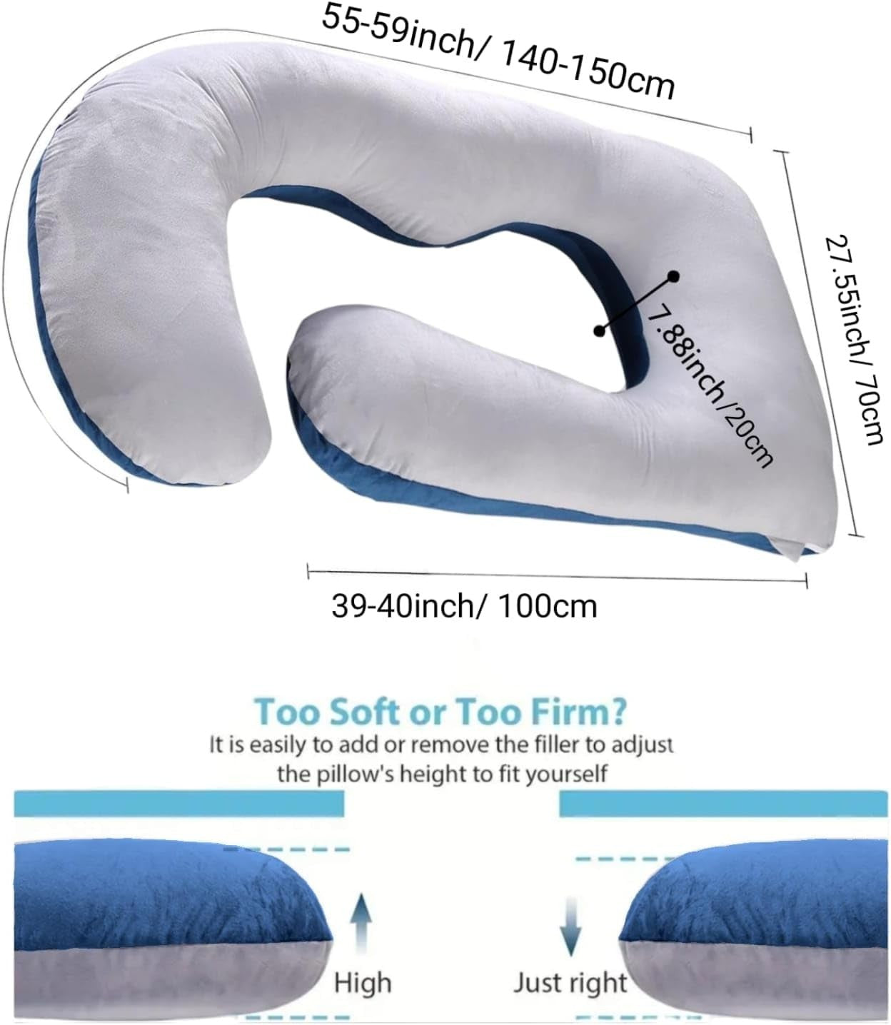 Pregnancy Pillow Full Body U Shaped Maternity Support for Sleeping Comfort