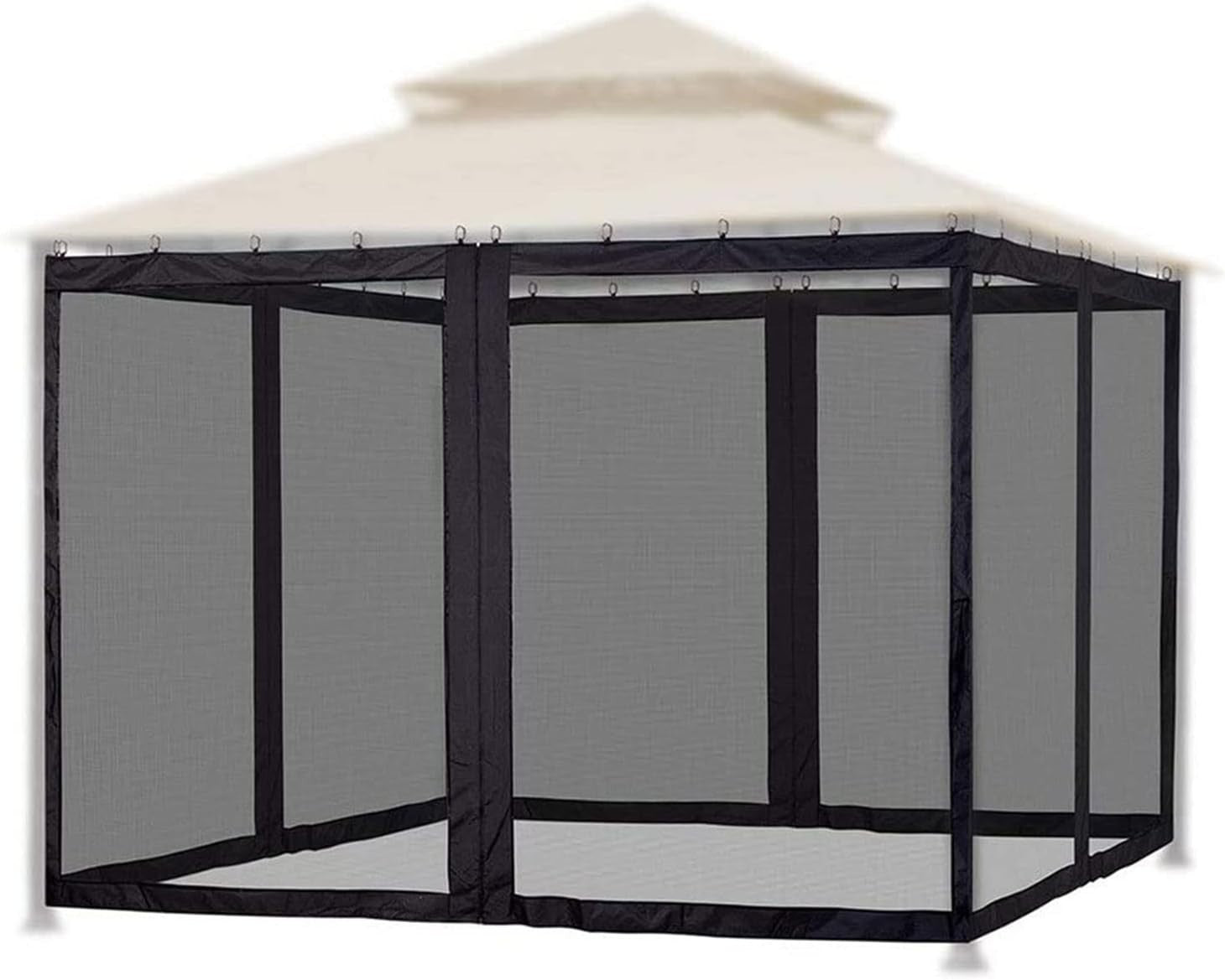 3x3m Gazebo Mosquito Net Walls Set Black Zipper Panels Insect Screen