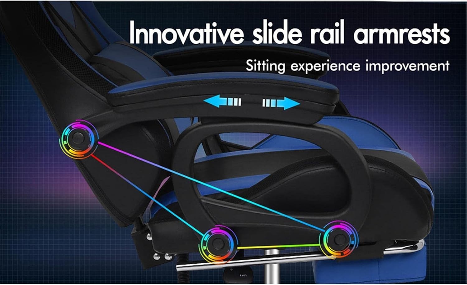 Gaming Chair Recliner Office Desk PC Chair RGB LED Light Massage PU Leather