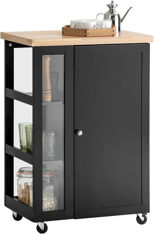 Compact Kitchen Island Cart on Wheels Cupboard Worktop Side Rack