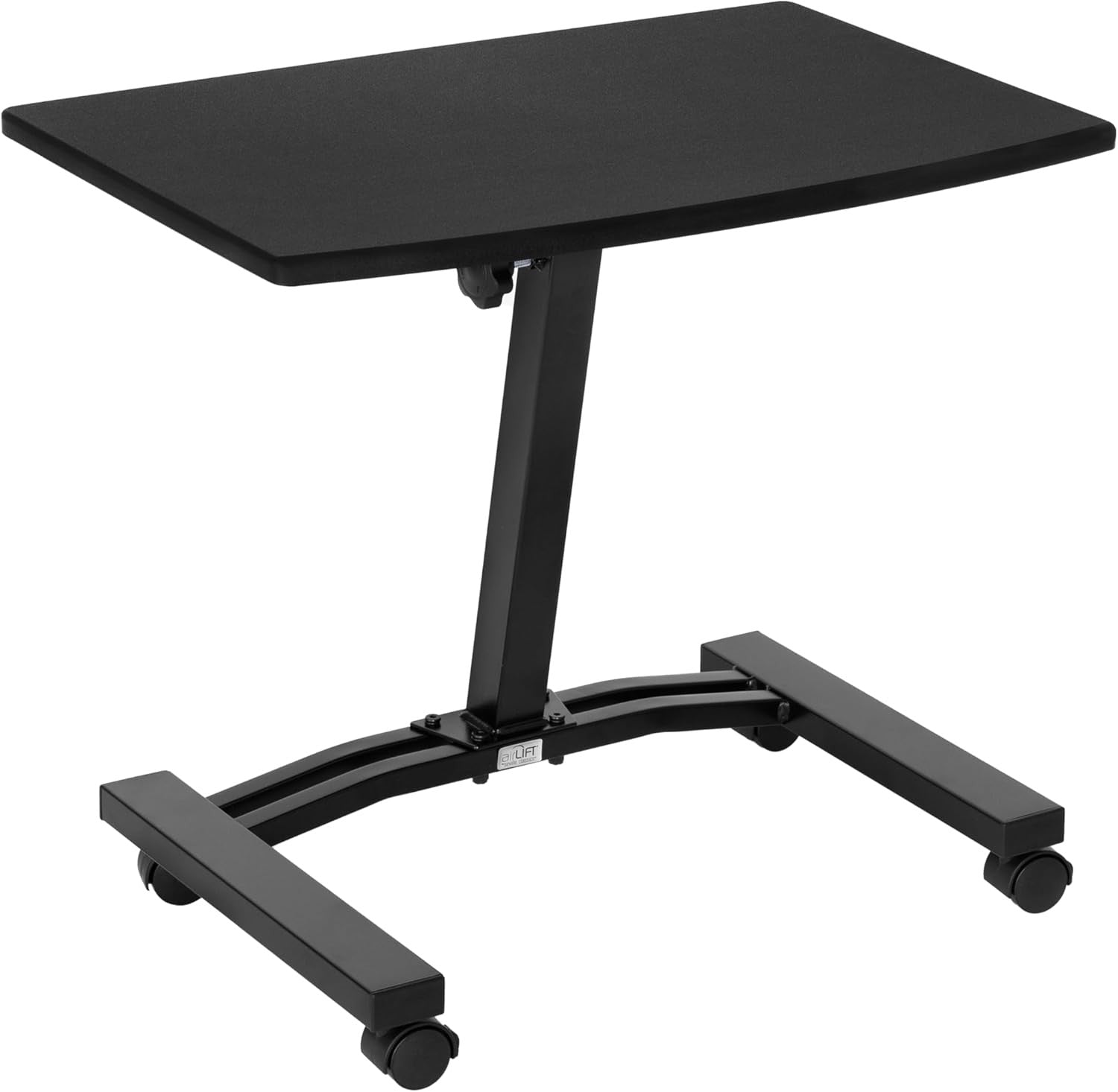 Mobile Height Adjustable Laptop Desk with Wheels Flat Top Workstation Black