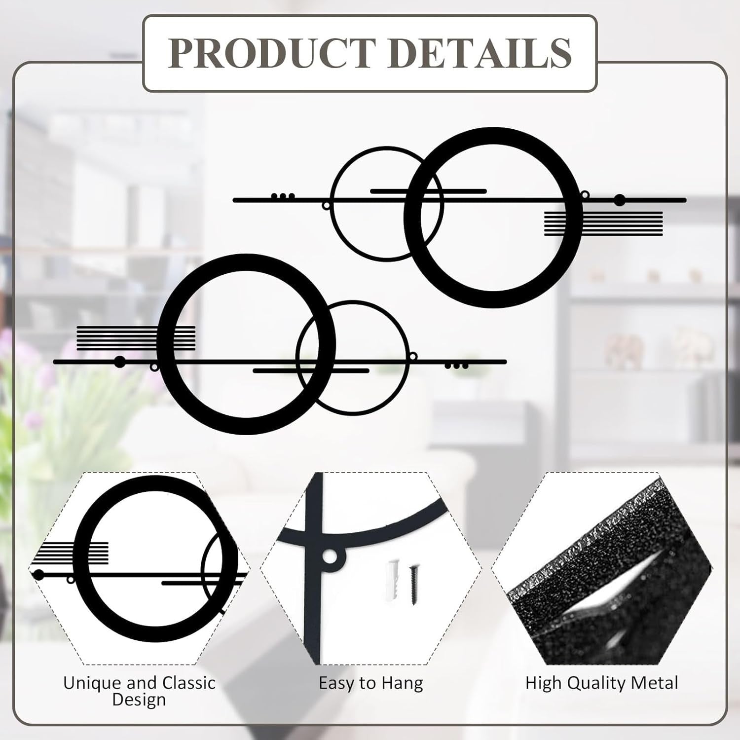 2Pcs Metal Abstract Wall Art – Modern Minimalist Geometric 15.7x6.3in