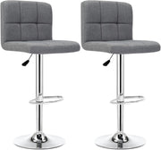 Adjustable Bar Stools Set of 2 Swivel Gas Lift Grey Chairs