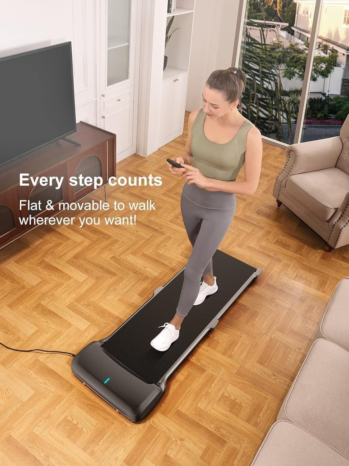 Ultra Slim Under Desk Walking Treadmill Foldable Quiet 6km/h Remote App