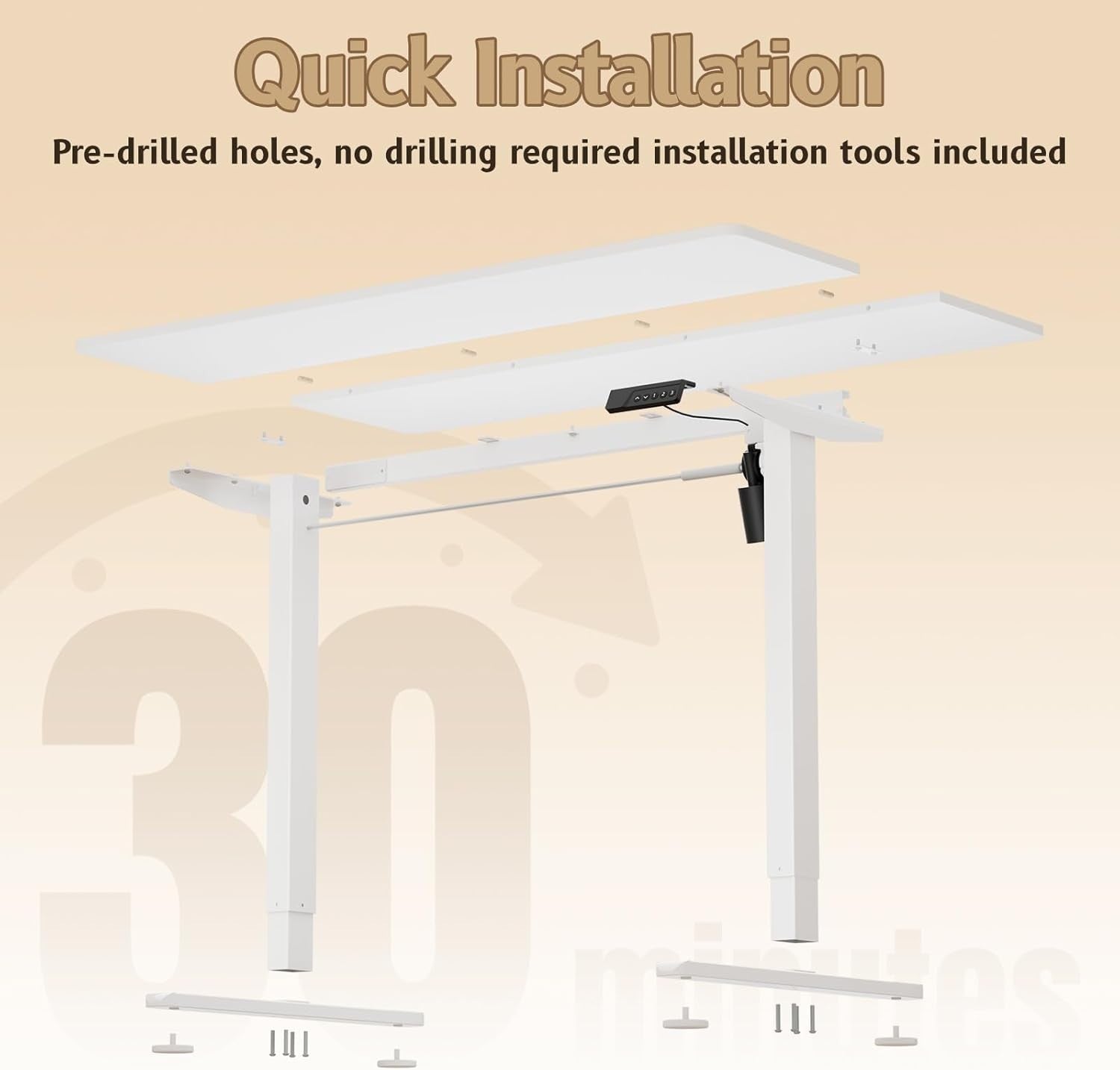 Electric Adjustable Standing Desk 120x60cm Smart Sit Stand Work Table White