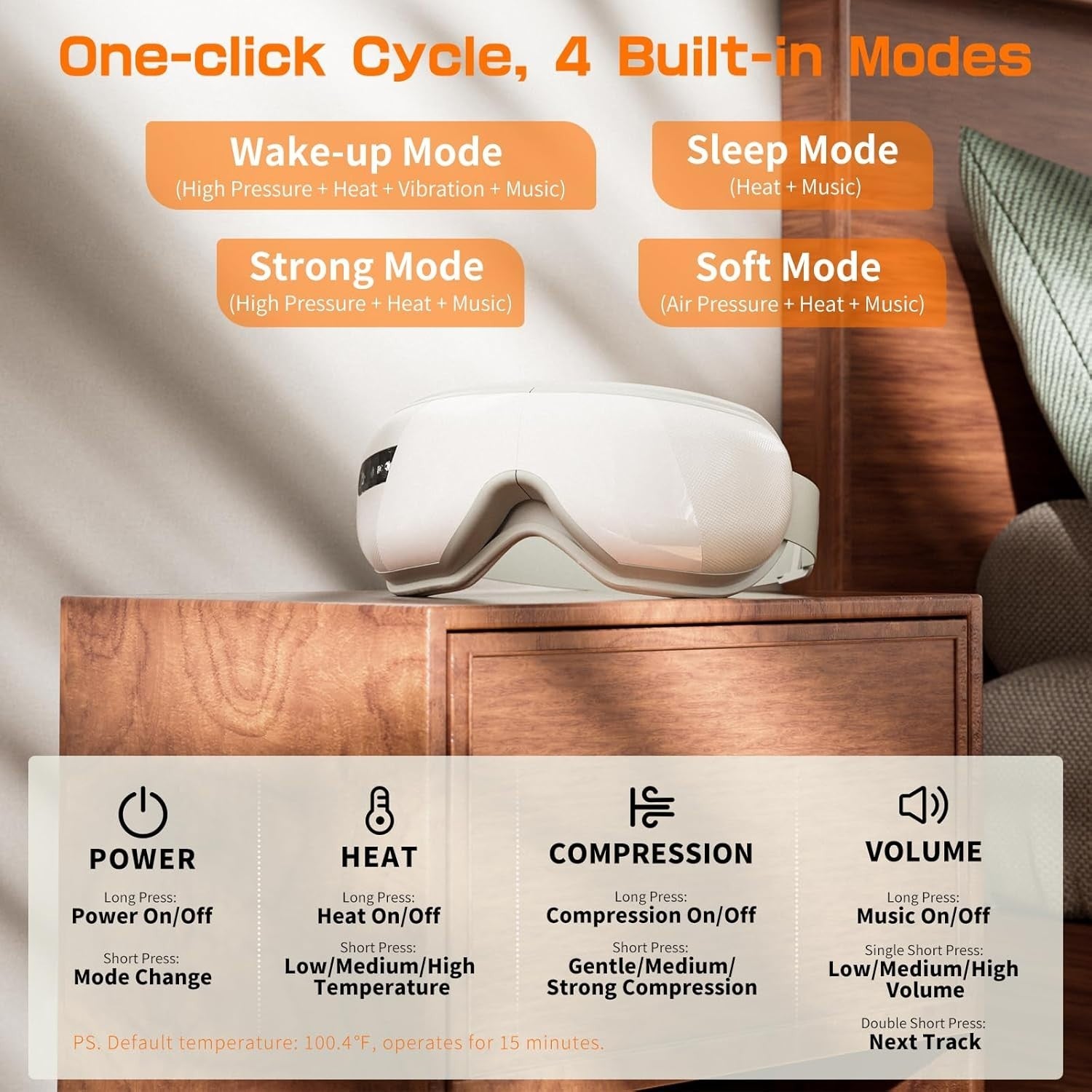 Heated Eye Massager Compression Music Dry Eye Strain Relief