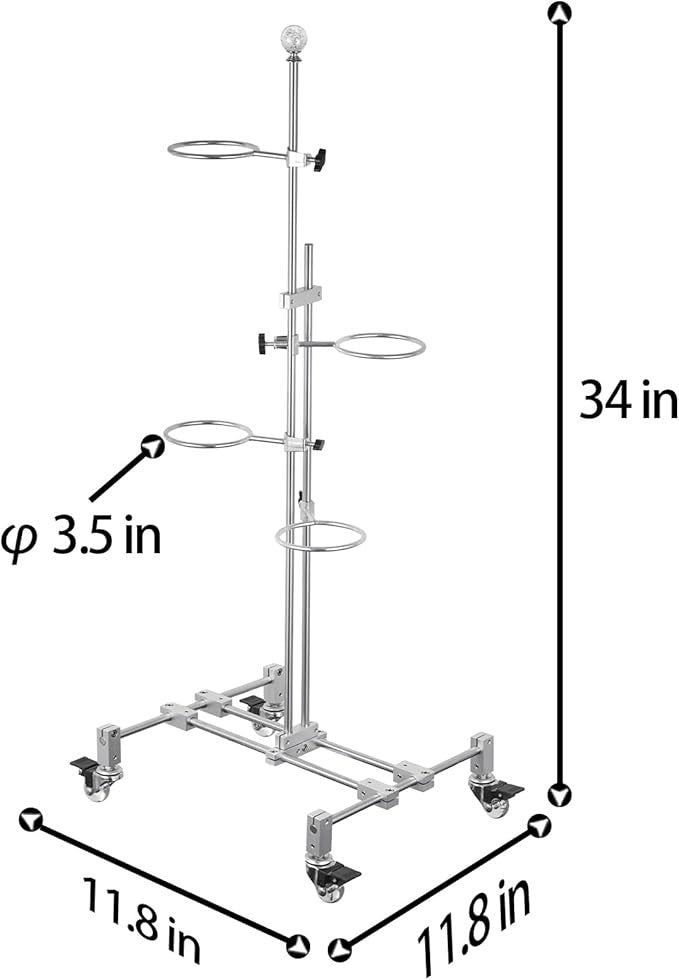 Metal Plant Stand with Wheels 4 Pot Clips Adjustable Tall Indoor Flower Rack