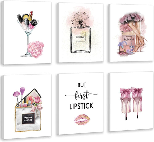 Fashion Makeup Wall Art Set of 6 Framed Girls Bedroom 8x10