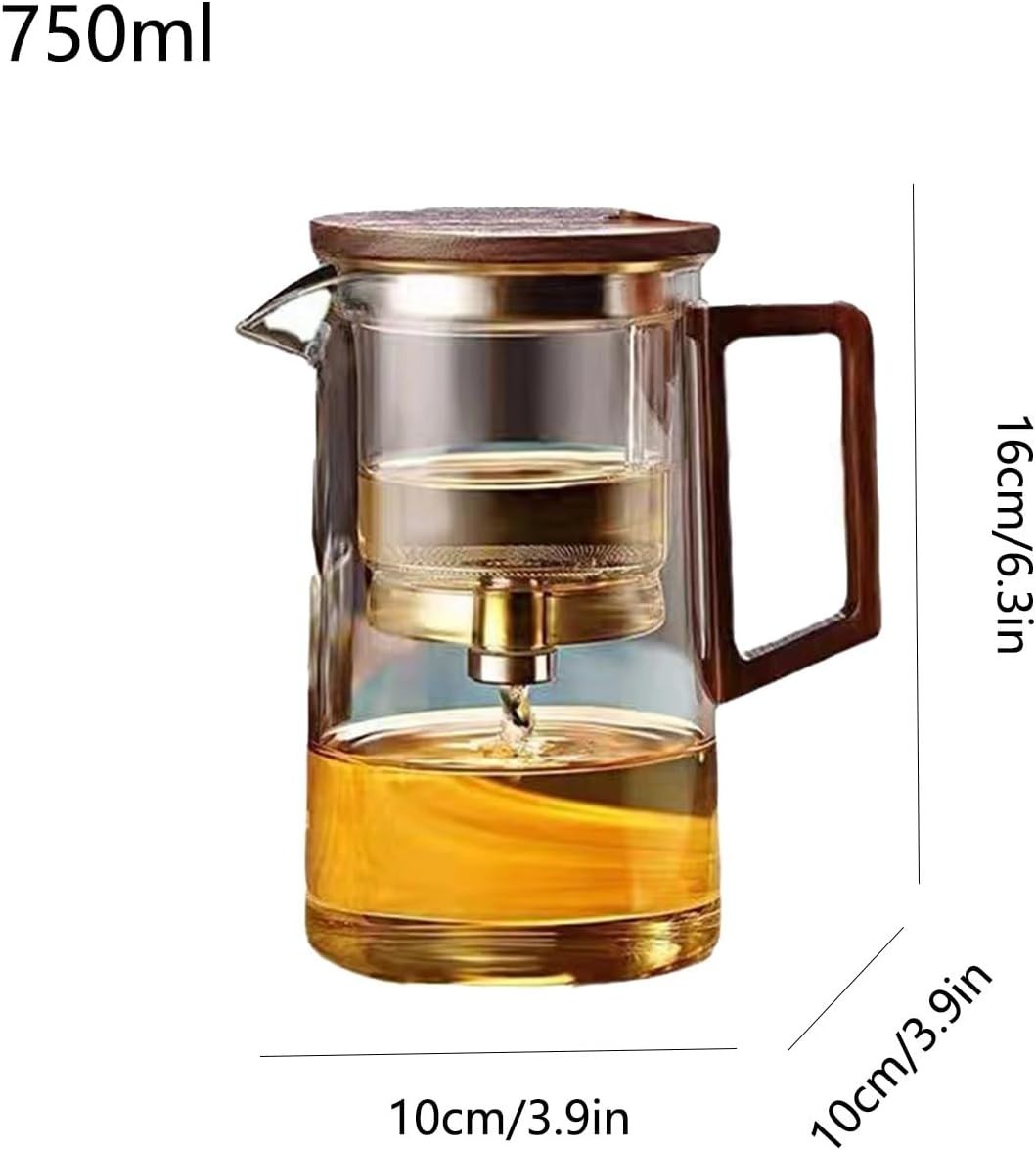 750ml Glass Teapot with Infuser Wooden Handle Loose Leaf Tea Maker