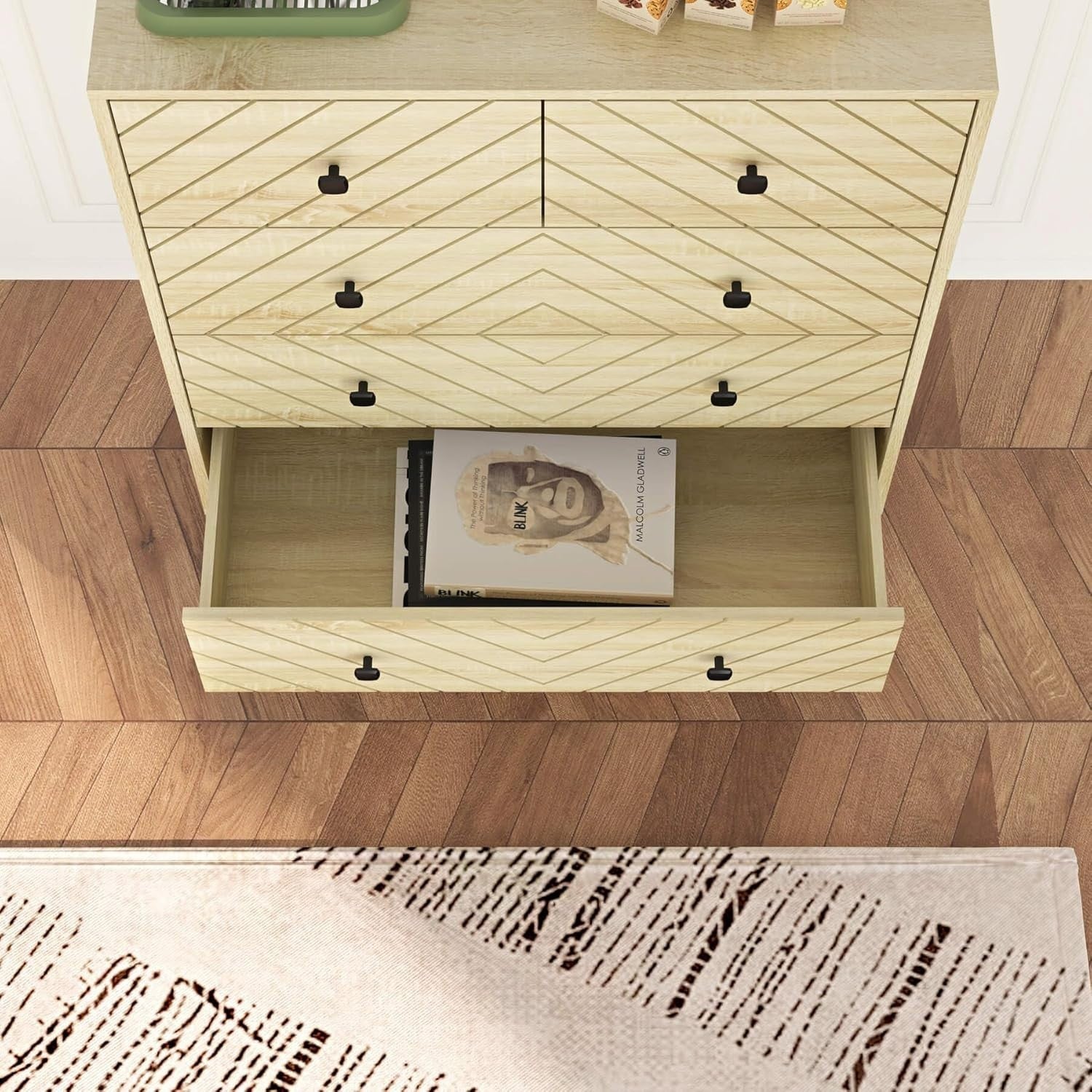 Modern Oak 5 Drawer Chest | Tall Bedroom Storage Unit | Slim Wood Dresser
