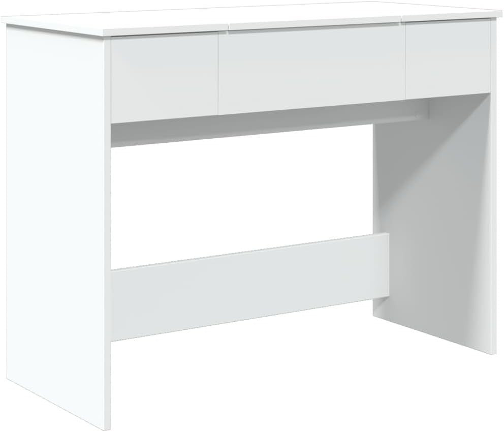 Modern White Makeup Vanity Dressing Table Desk w/ Mirror Storage Engineered Wood