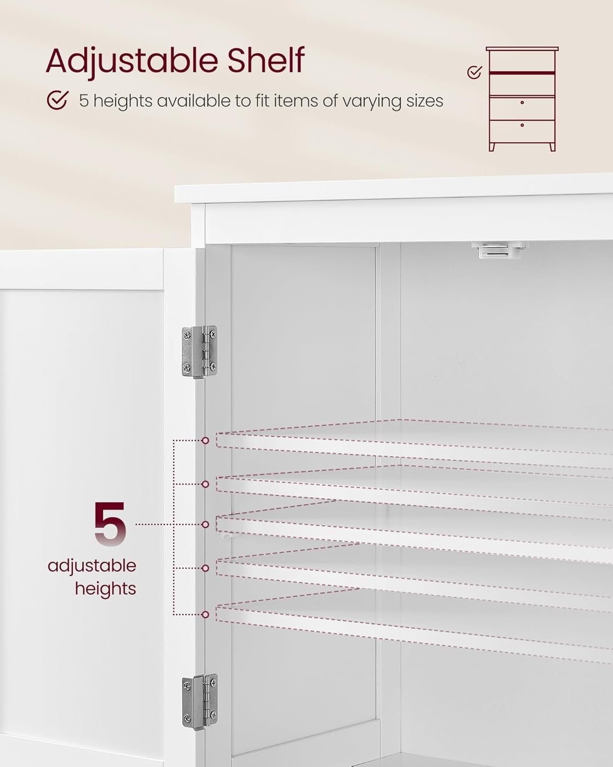 Bathroom Storage Cabinet with Drawers & Doors, Adjustable Shelf 110cm