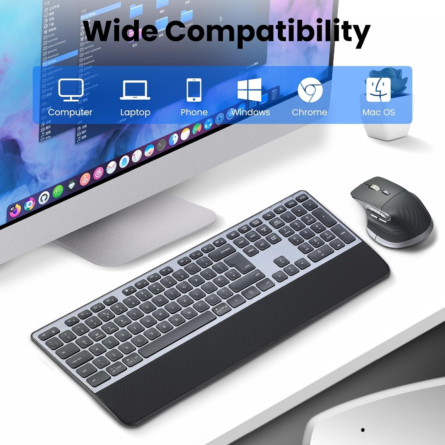 Wireless Keyboard Mouse Set Dual Bluetooth Backlit