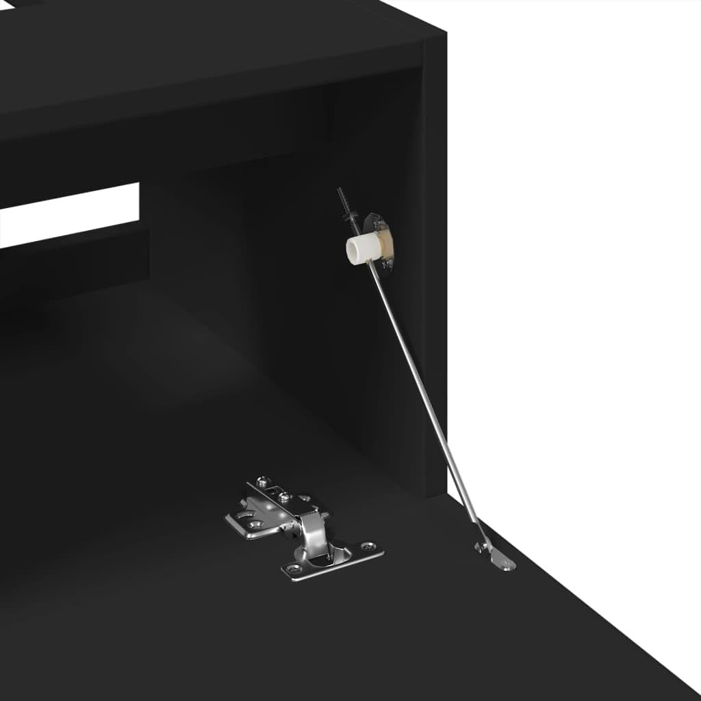 Compact Black Under Sink Bathroom Cabinet 40x37x59cm Modern Vanity Storage Unit