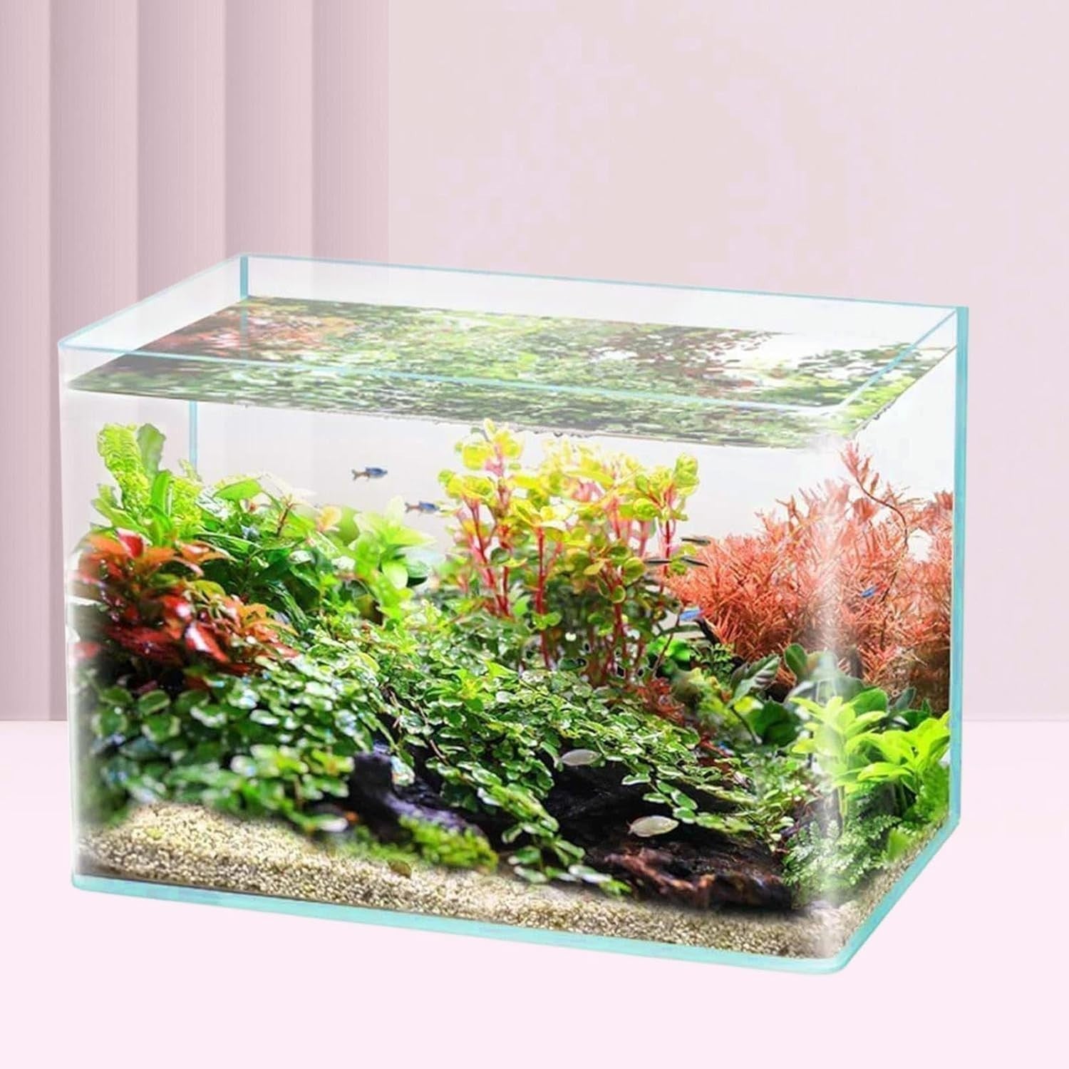 Clear Glass Fish Tank Aquarium 35x21x23cm Desktop Decoration