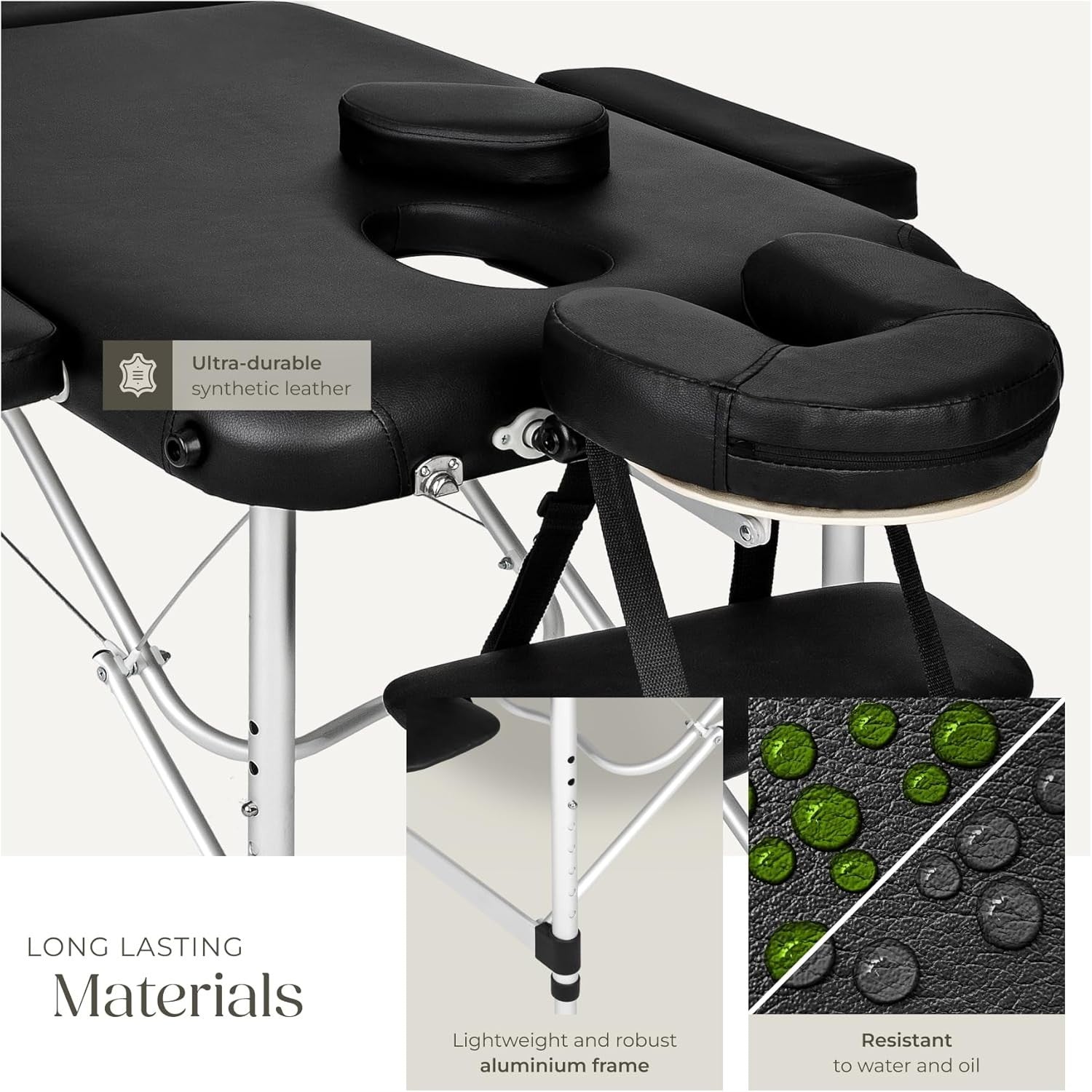 Portable Massage Table Foldable Height Adjustable Aluminium Bed + Bag Black