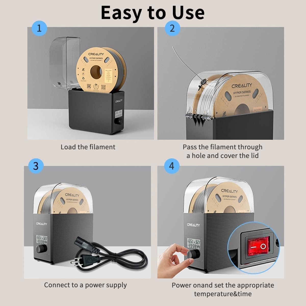 Filament Dryer Box with Fan 360° Heating Keep Filament Dry