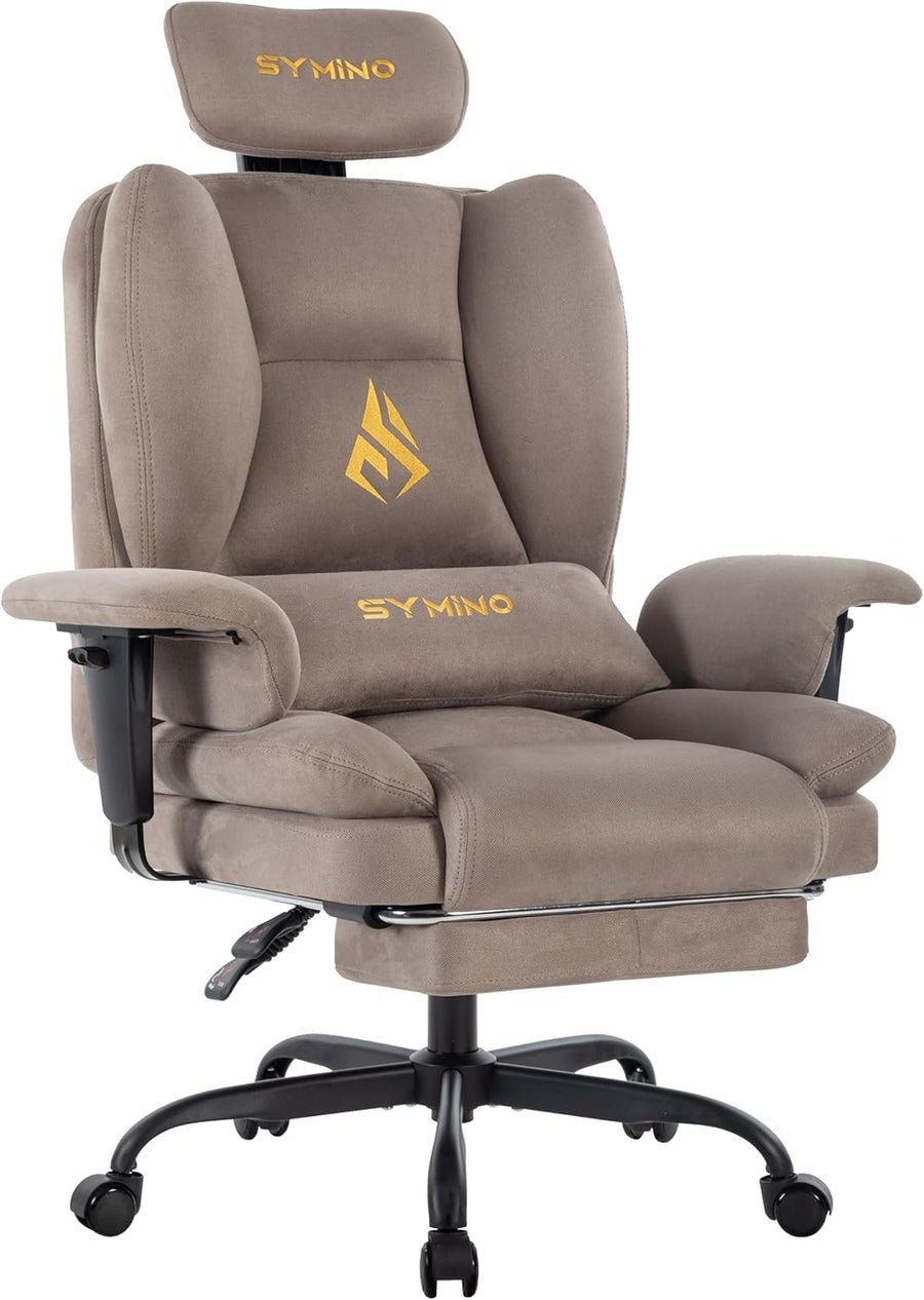 Ergonomic Gaming Chair with Footrest Pocket Spring Twill Fabric