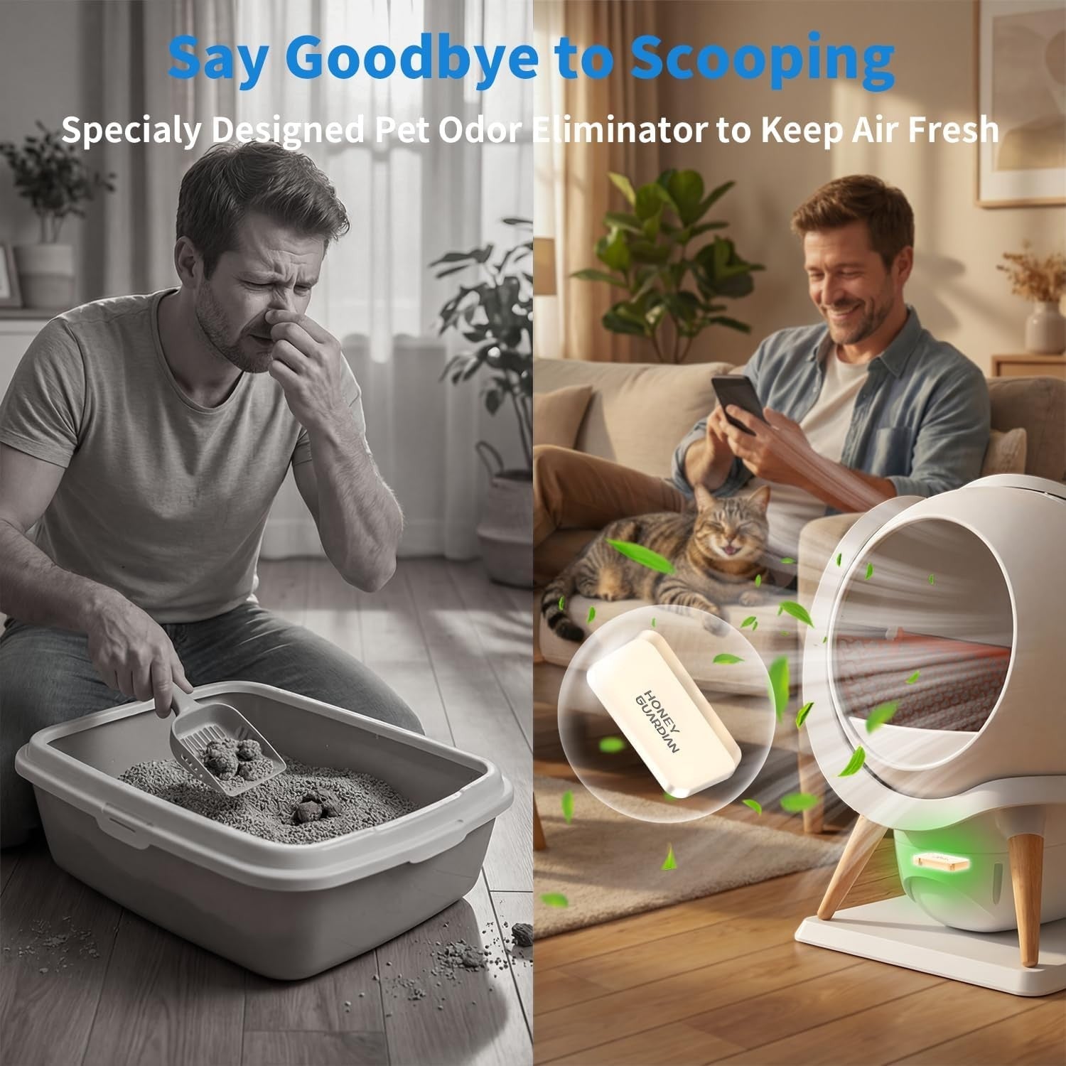 Automatic Self Cleaning Cat Litter Box Smart App Control Waterproof XL