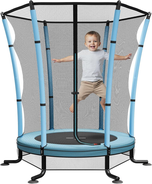 55in Kids Trampoline Enclosed Safe Jump Anti Slip Indoor Outdoor