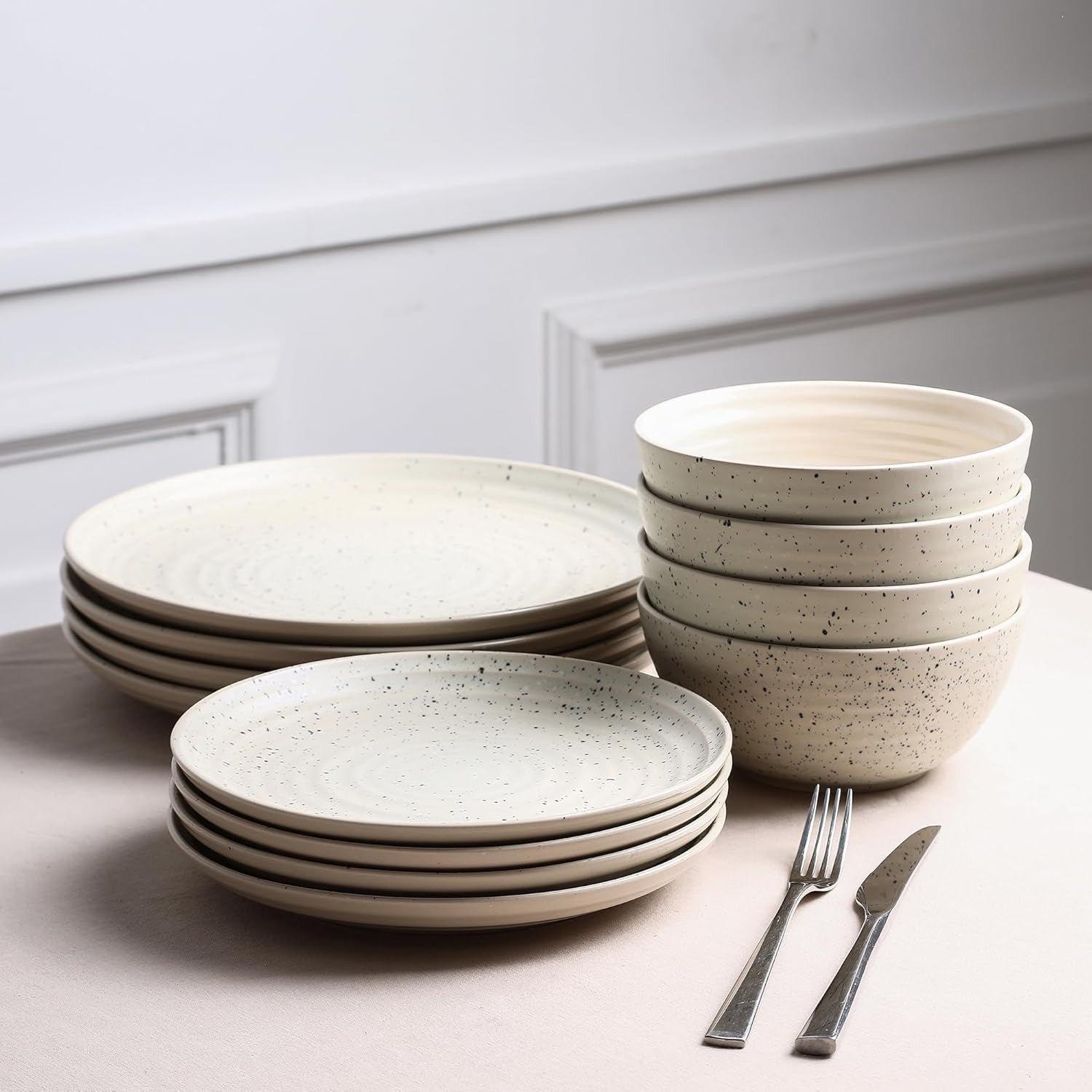 4pc Stoneware Salad Plates White Scratch Resistant Dishwasher Safe