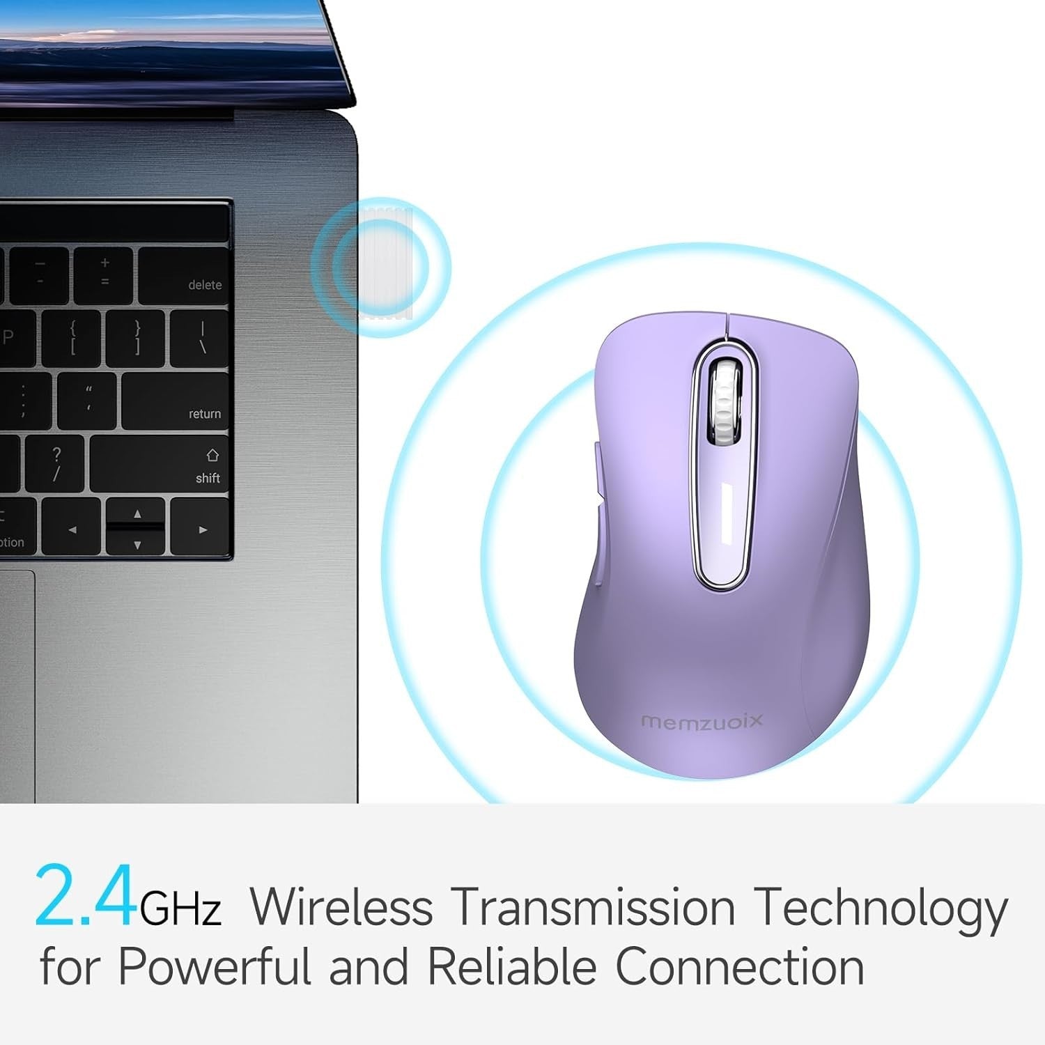 Ergonomic Wireless Mouse 1400 DPI USB 2.4G Portable Laptop Lilac