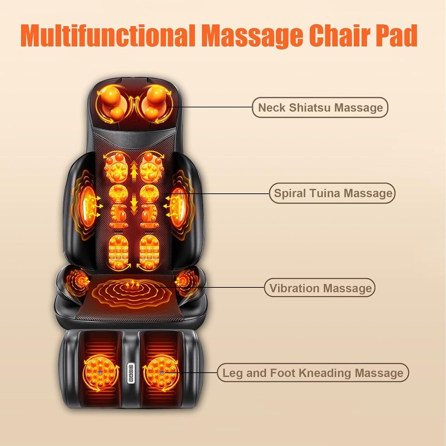 Full Body Massage Cushion Heat Kneading Seat Pad Foot Leg Back Massager