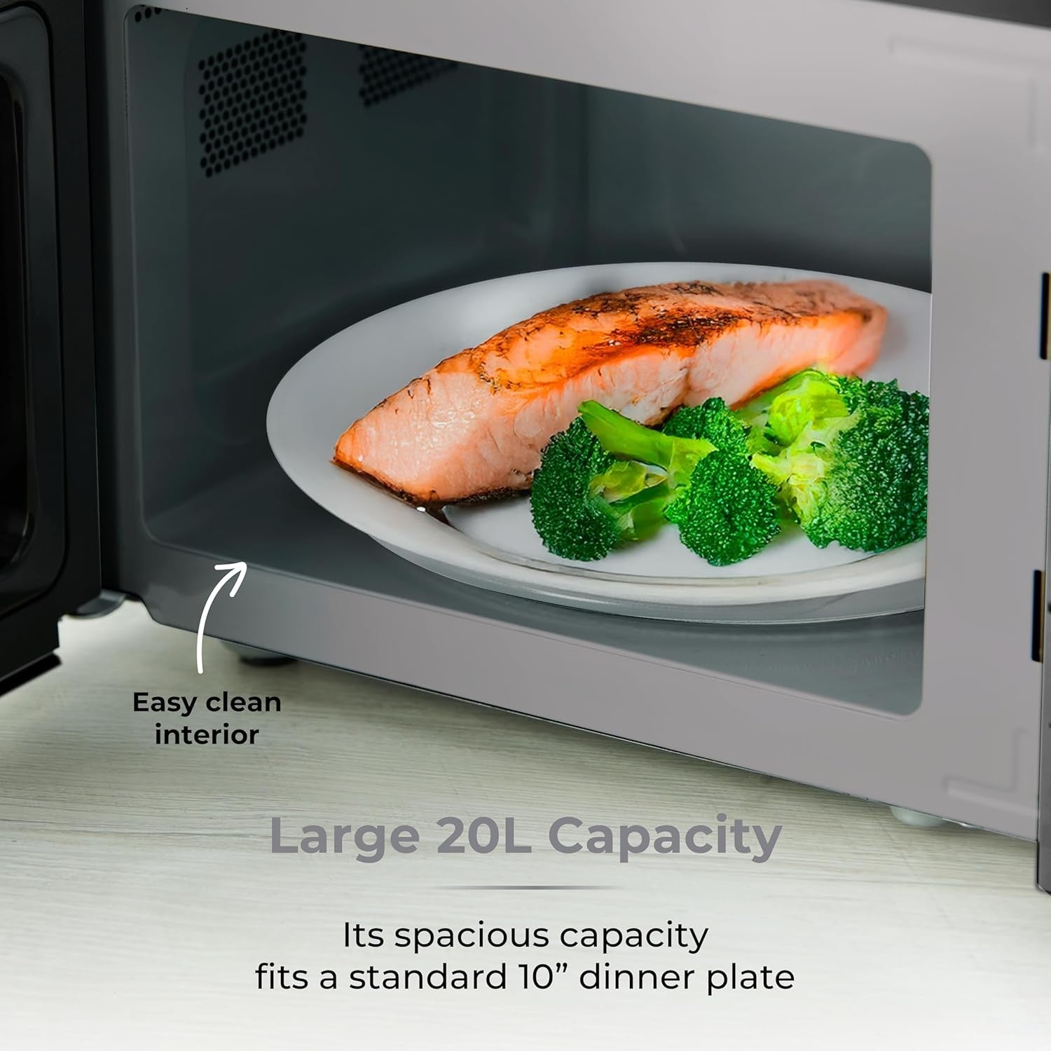20L 800W Manual Microwave Black Mirror Door Chrome