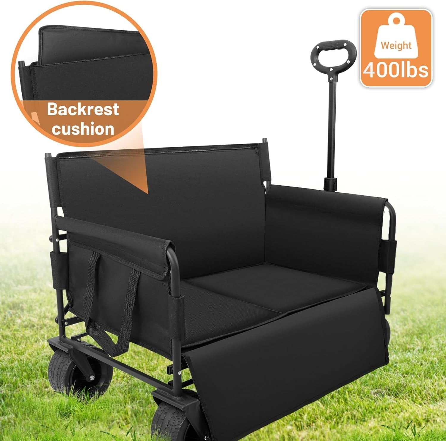 400lb Beach Wagon w/ Seats Heavy Duty Folding Festival Cart All-Terrain