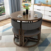 80cm Round Office Meeting Set – Compact Table with 4 Padded Leather Chairs