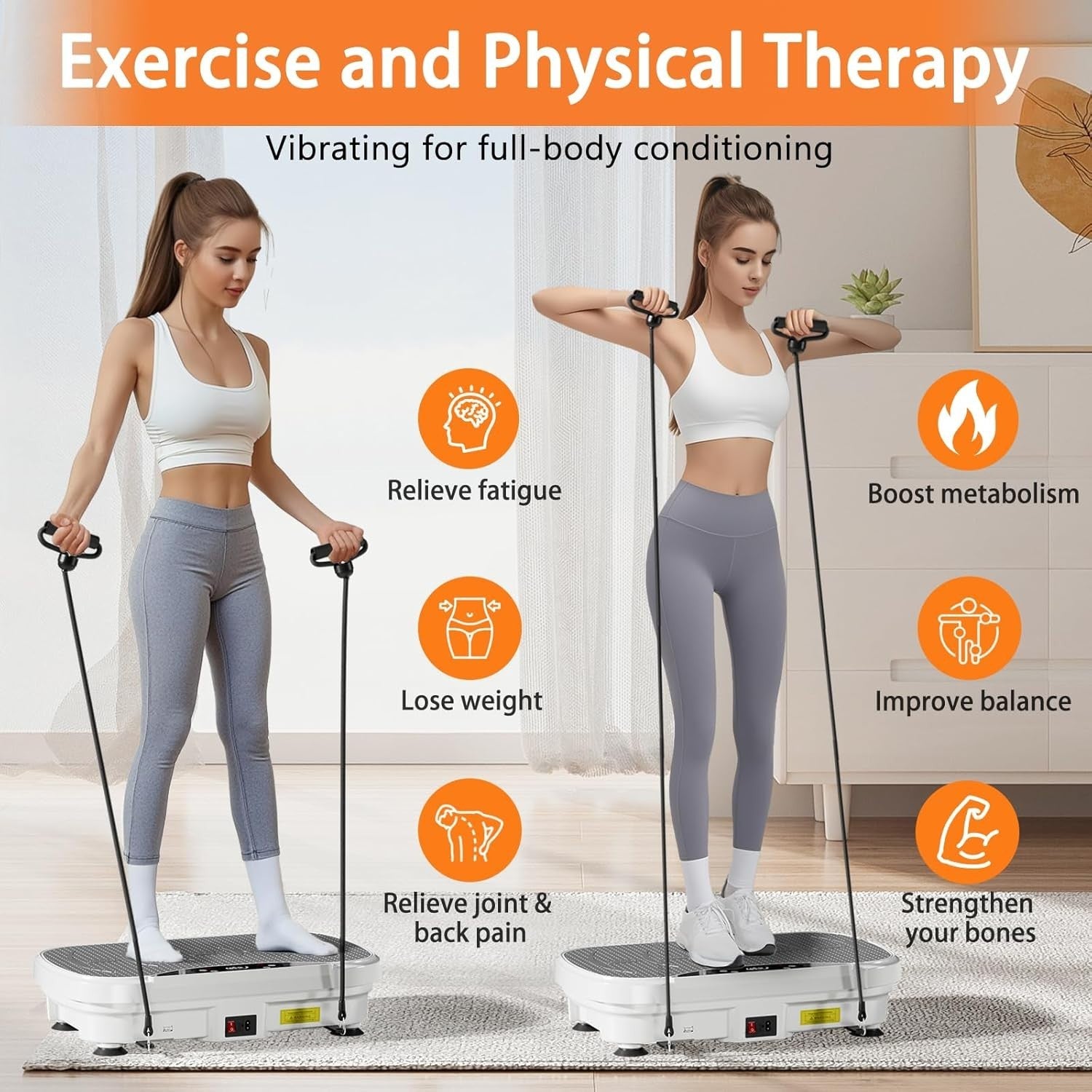 White Vibration Plate Exercise Machine for Weight Loss & Lymphatic Drainage