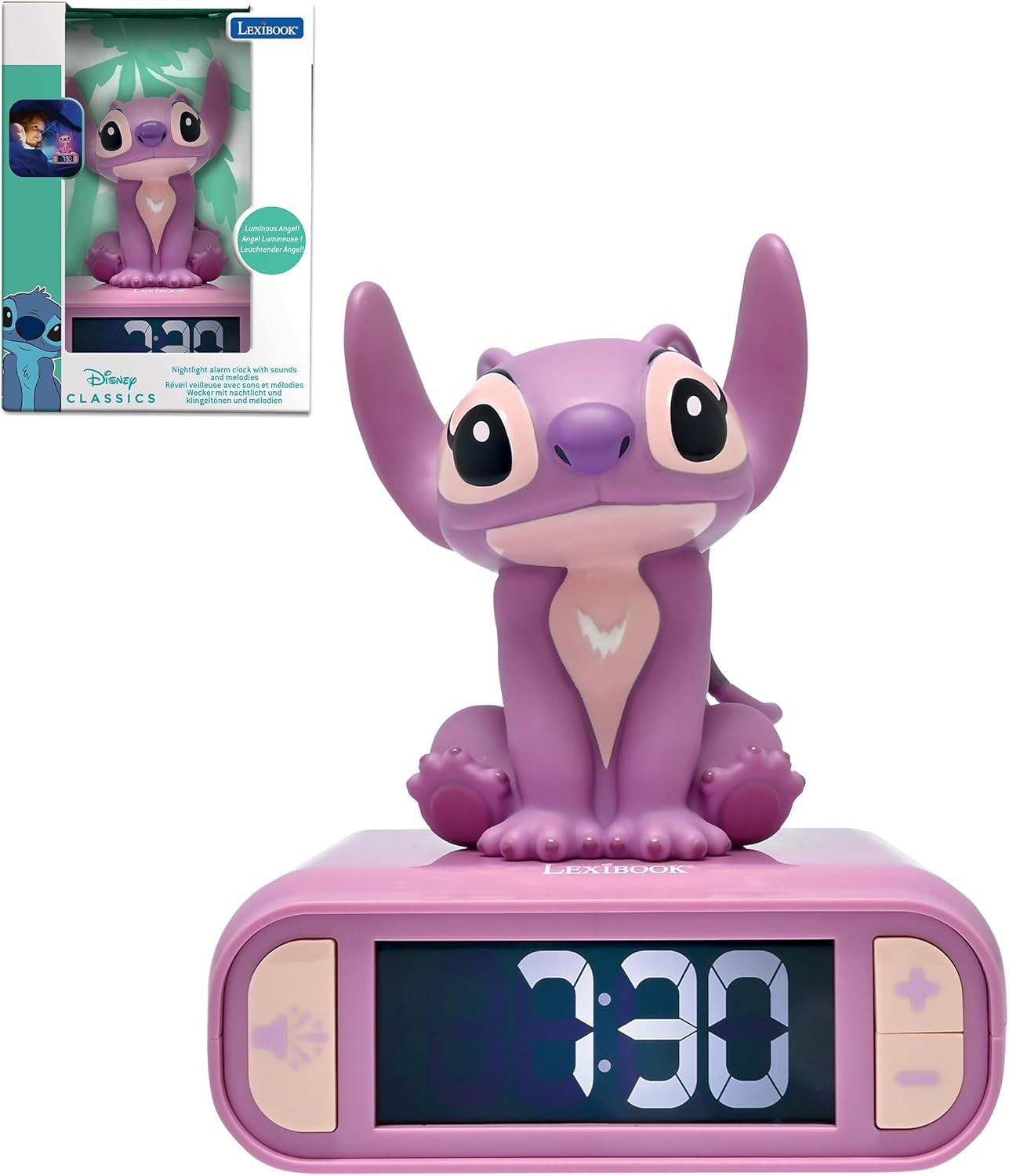 Kids Angel Character Alarm Clock Night Light Snooze Easy Read Bedside