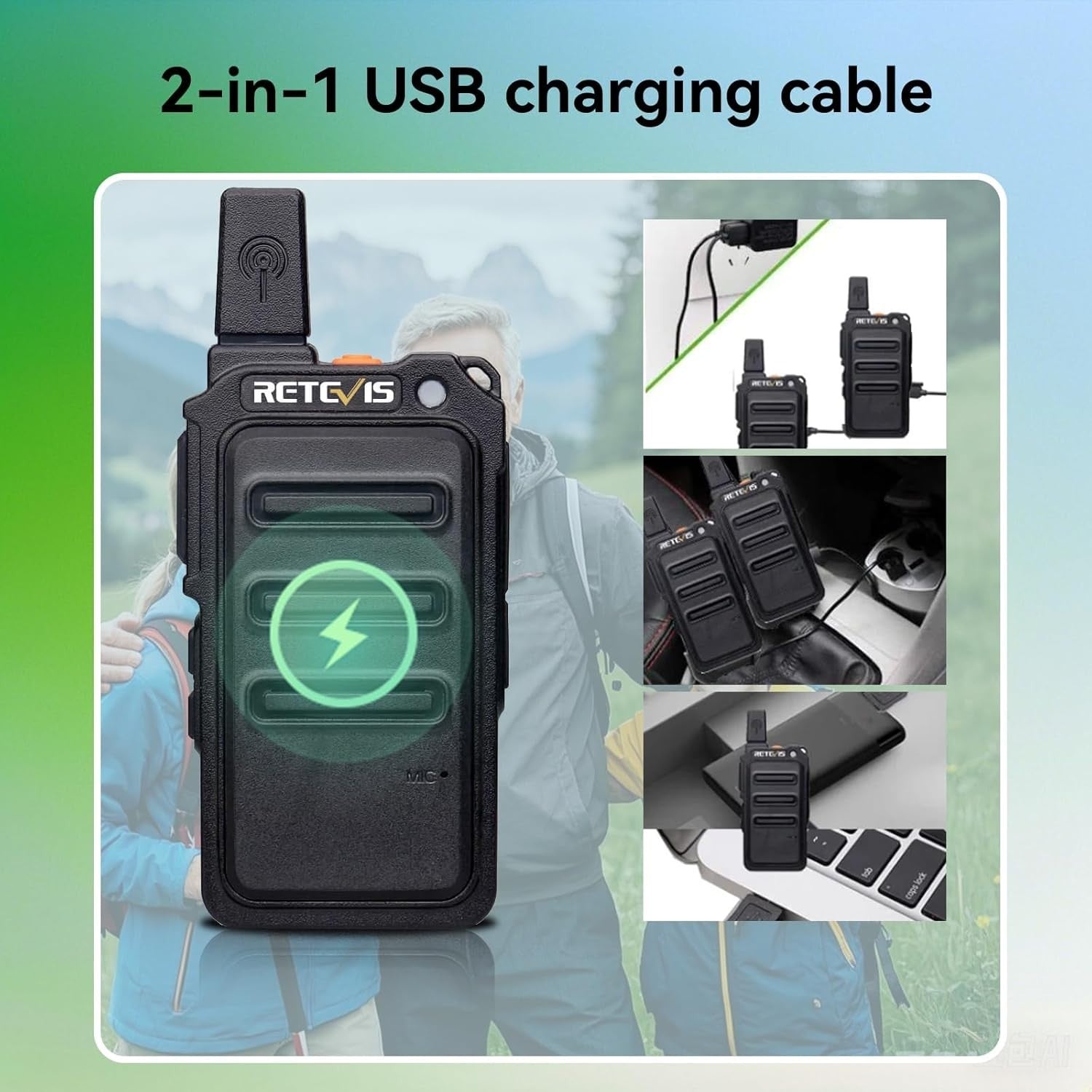 Mini Rechargeable Walkie Talkies PMR446 VOX Long Battery 2 Pack