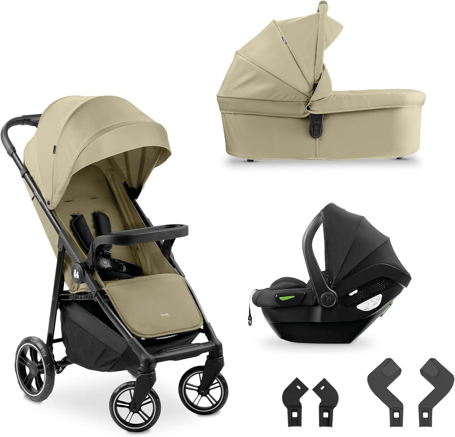 3in1 Travel System Pushchair Pram Car Seat Set Lightweight Reclining Olive