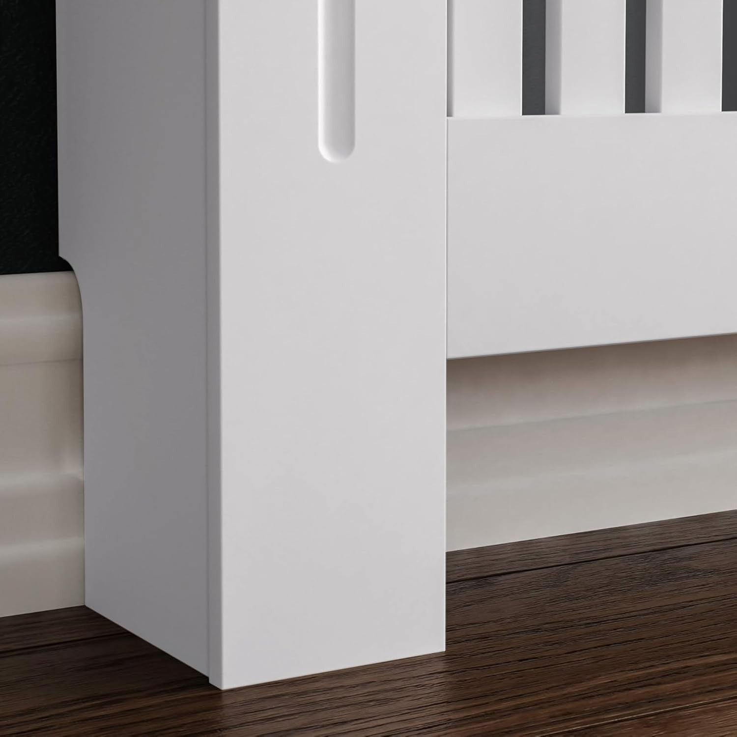 Tall White Radiator Cover Cabinet 92cm High MDF Vertical Slat Heater Cover