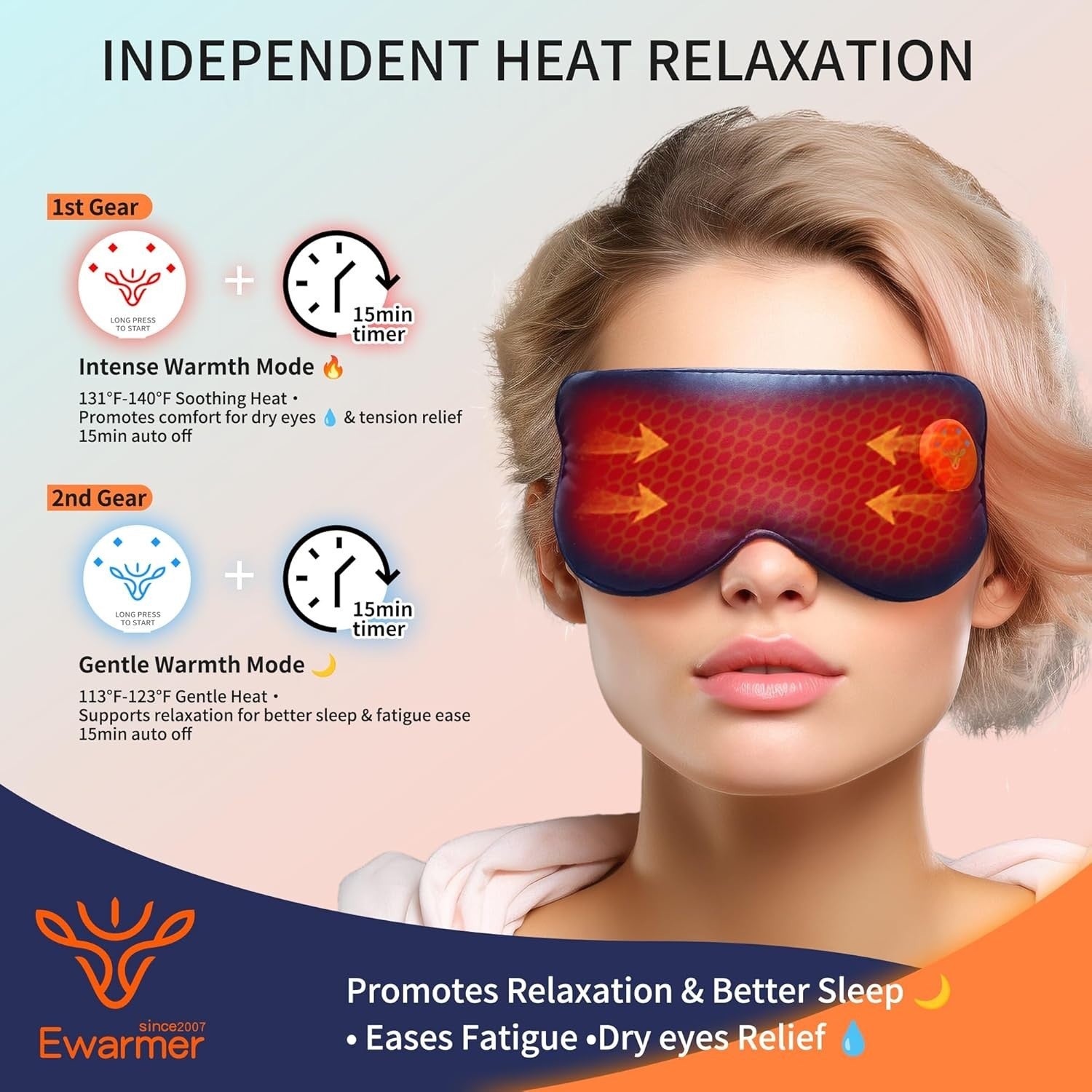 Cordless Heated Eye Mask Vibration Massage Dry Eye Sleep Aid
