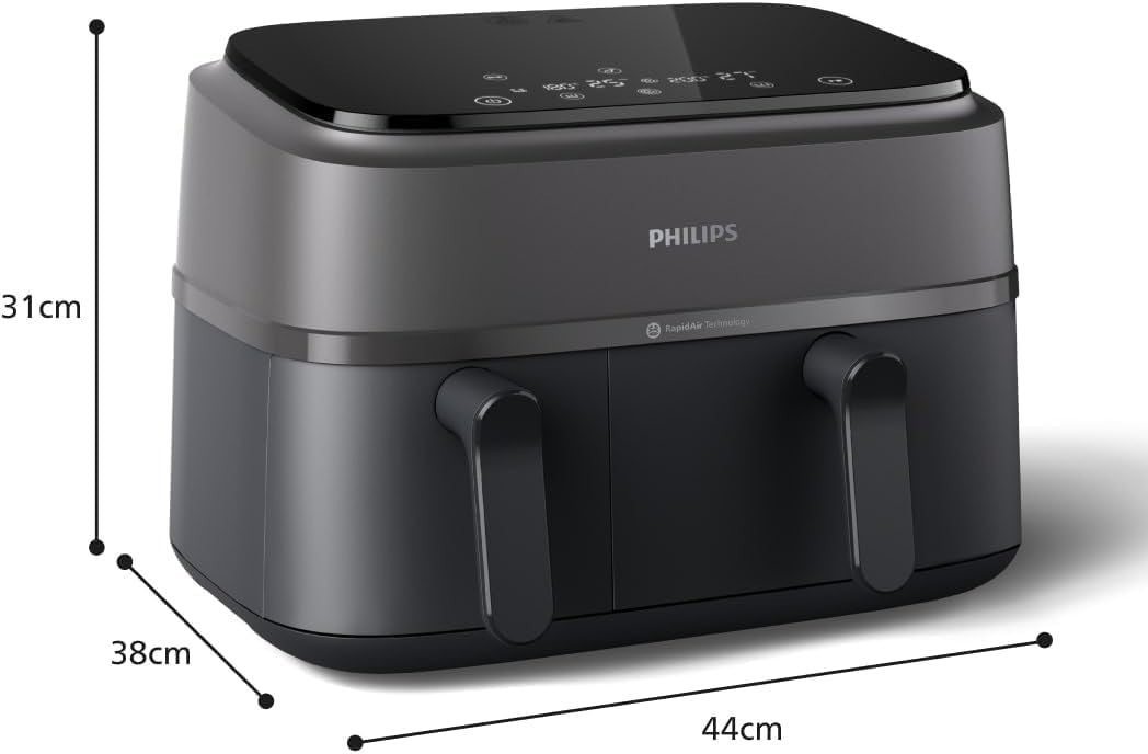 Dual Basket Air Fryer 9L 2 Drawer 13-in-1 RapidAir Extra Crisp Low-Fat Digital