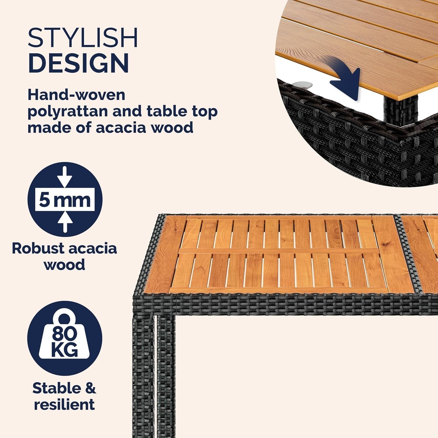 8 Seater Rattan Garden Dining Set Outdoor Patio Table Chairs Acacia Wood