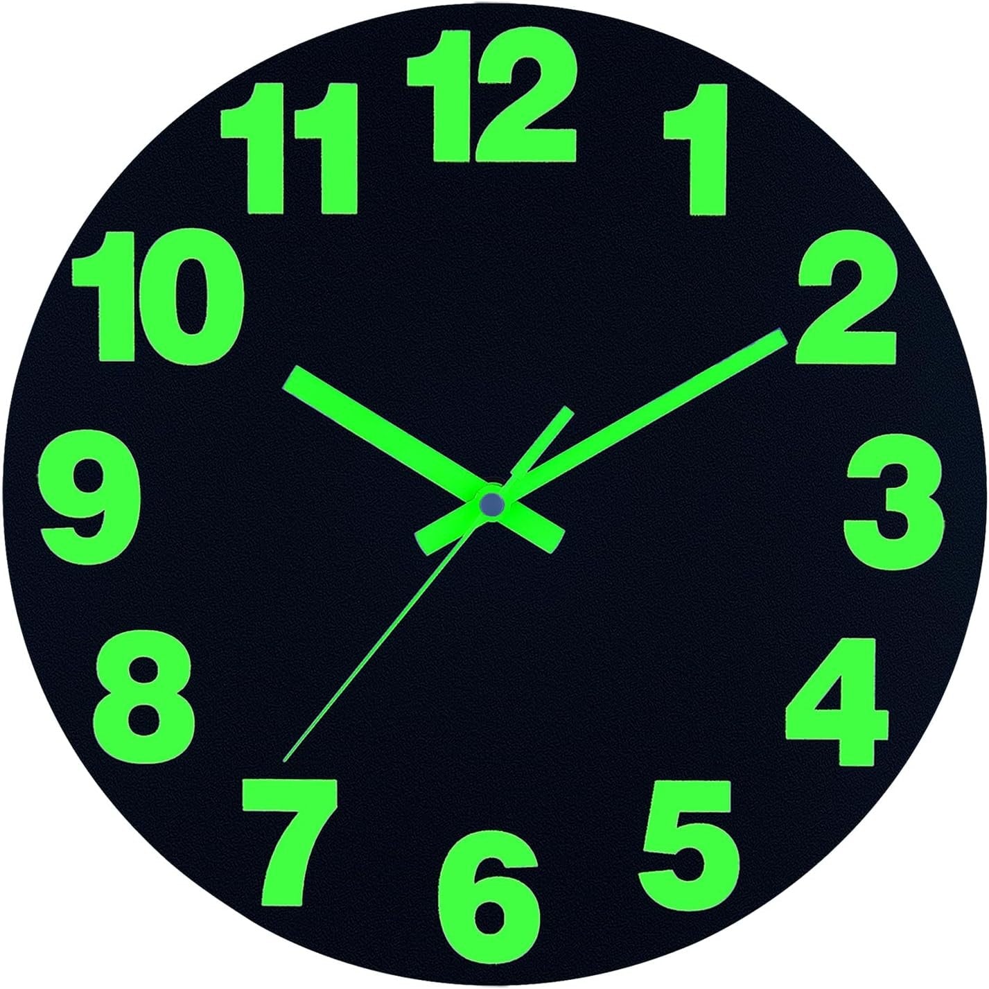 16" Glow-in-Dark LED Wall Clock Silent Quartz Large Luminous Numerals Bedroom