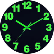 16" Glow-in-Dark LED Wall Clock Silent Quartz Large Luminous Numerals Bedroom
