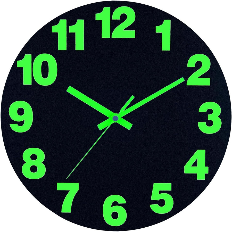 16" Glow-in-Dark LED Wall Clock Silent Quartz Large Luminous Numerals Bedroom
