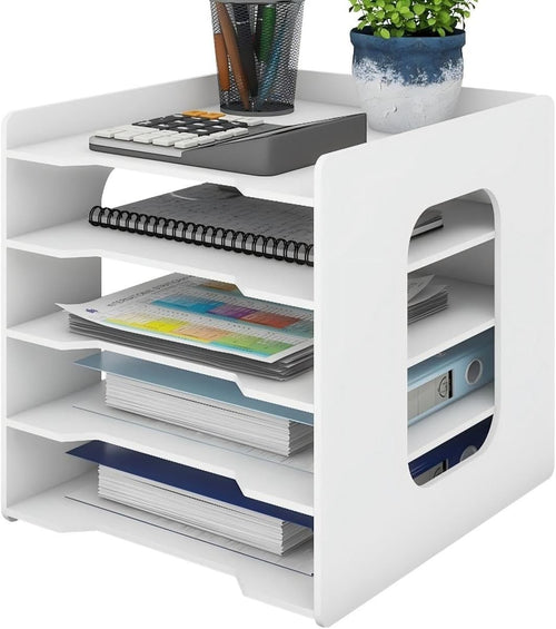 5-Tier Desktop Paper Organizer File Holder A4 Document Storage Tray