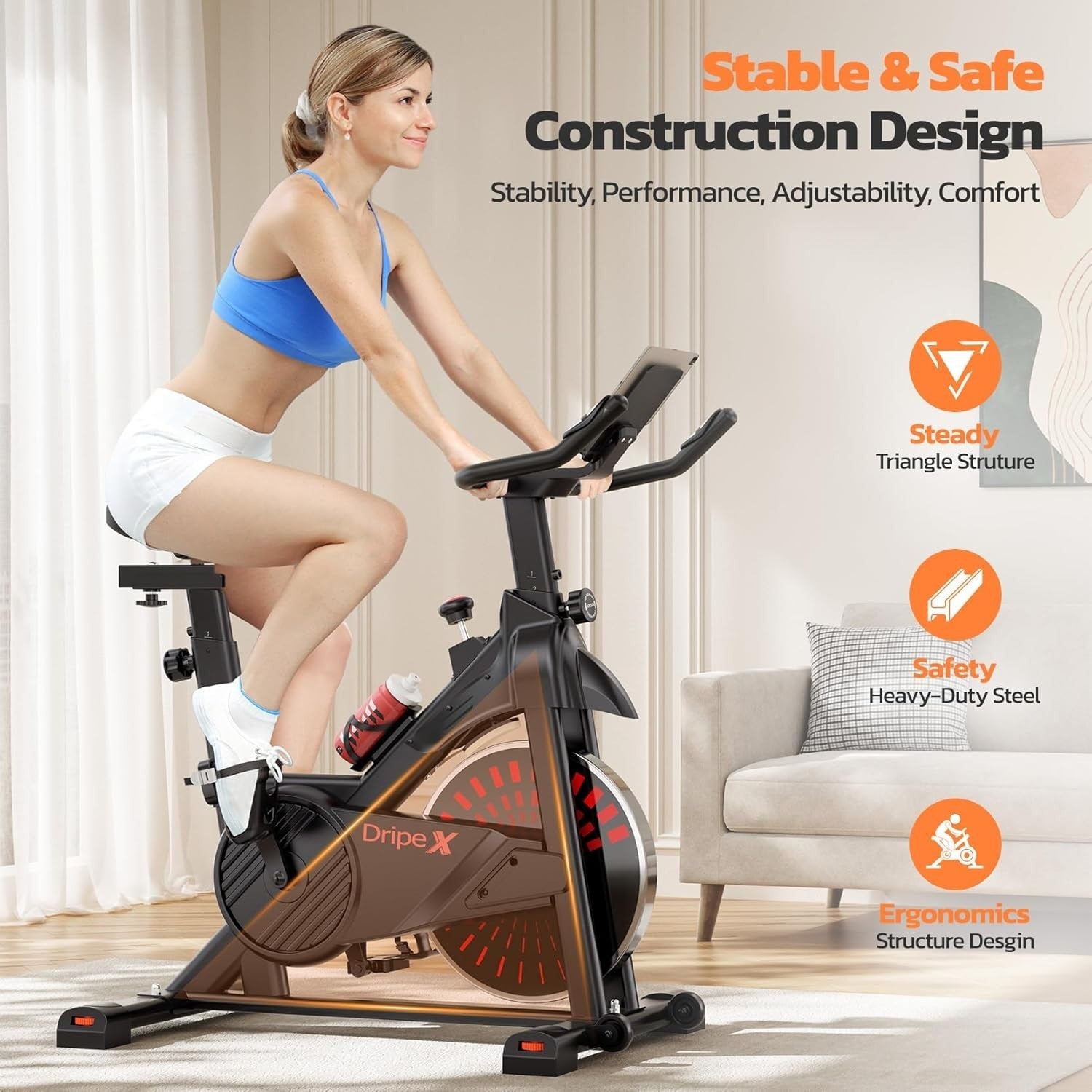 Quiet Magnetic Exercise Bike for Home w/ LCD Display, Adjustable Seat & Holder