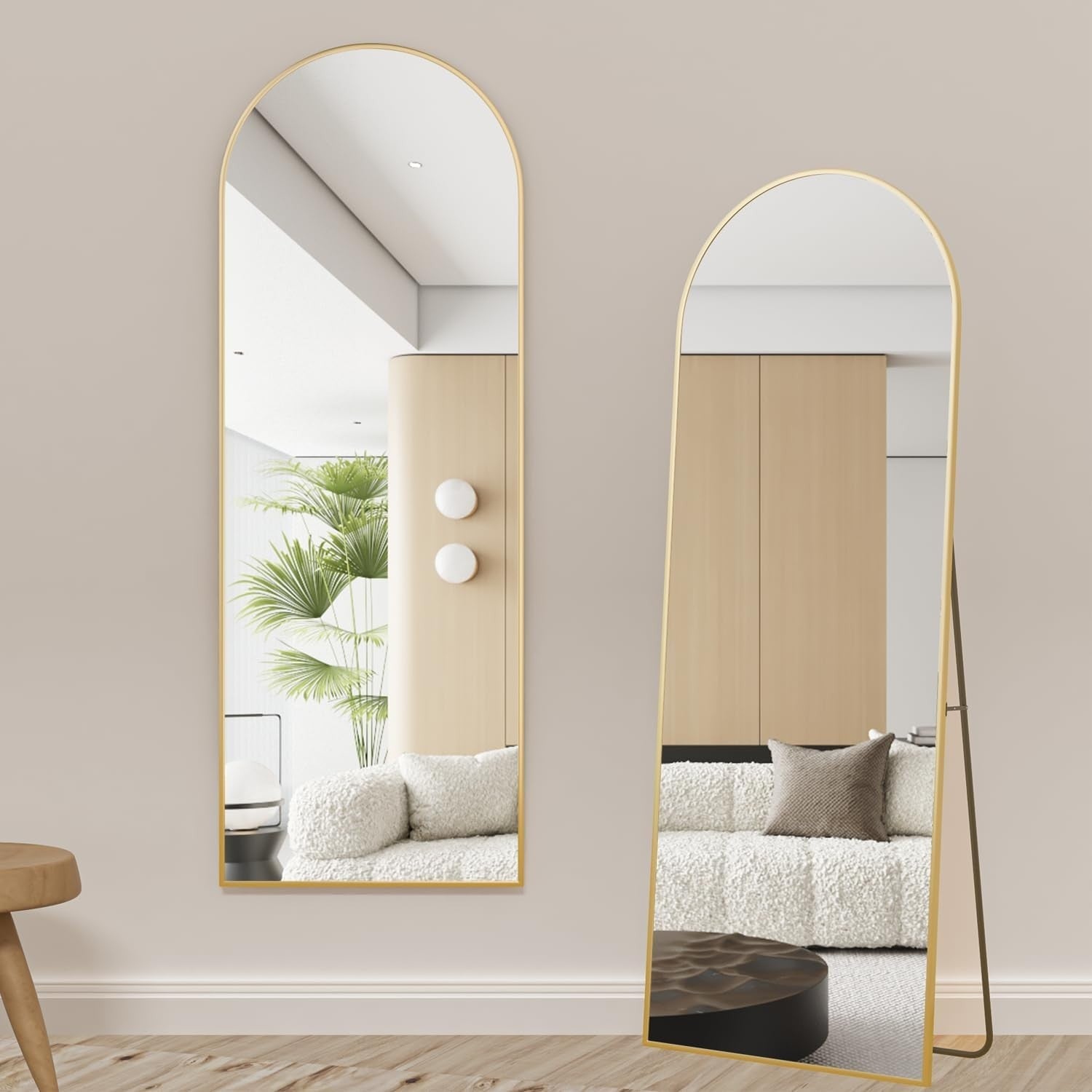 Gold Arch Full Length Mirror 162x53cm Leaning Wall Floor Standing Modern