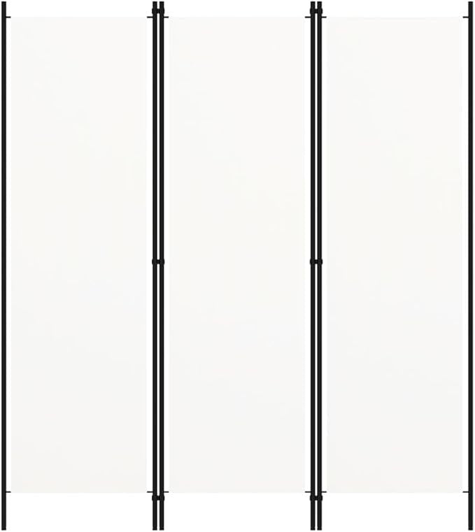 White 3 Panel Room Divider 180cm Folding Privacy Screen – Fabric Partition Wall