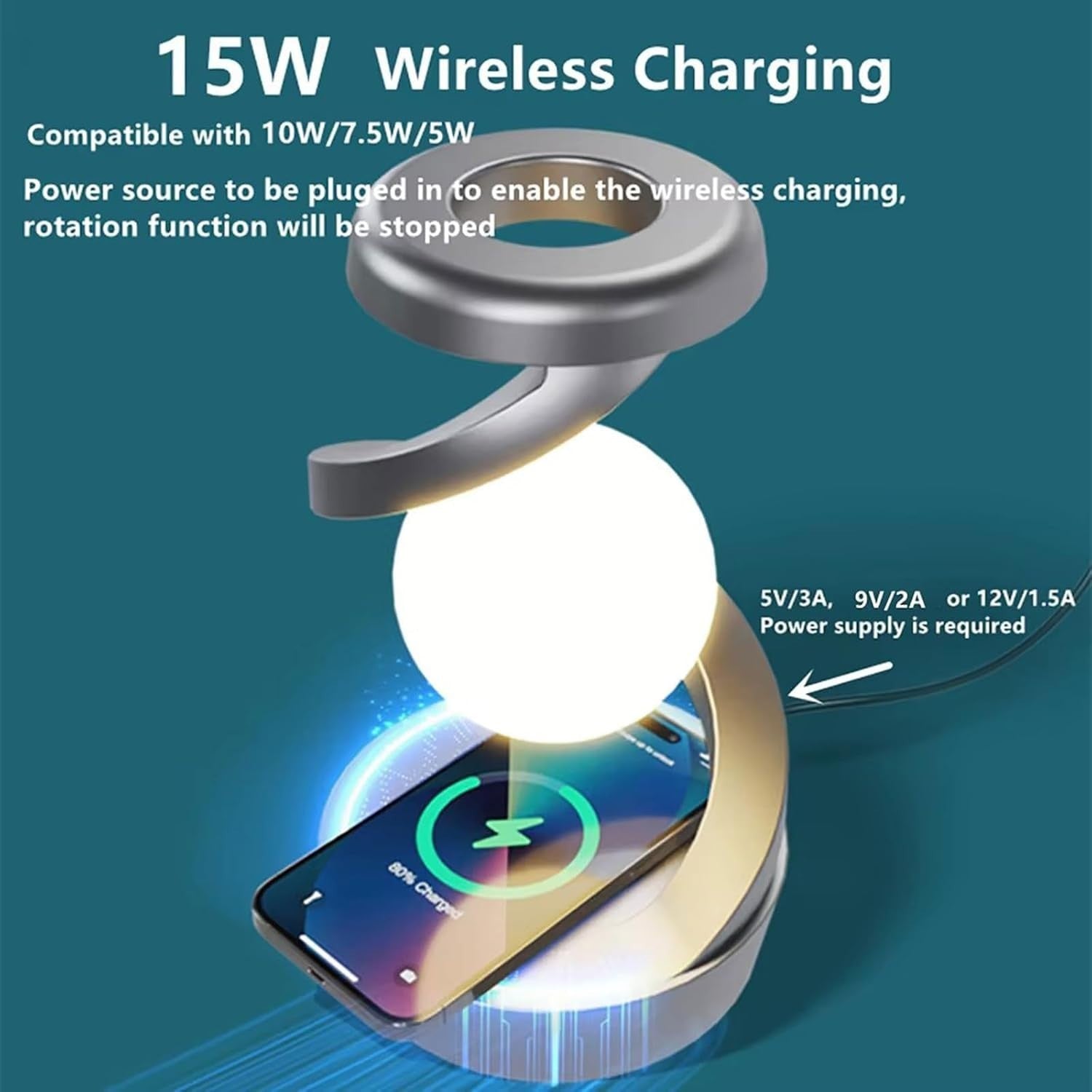 Levitating Moon Lamp RGB Floating Night Light Wireless Charger Sensor